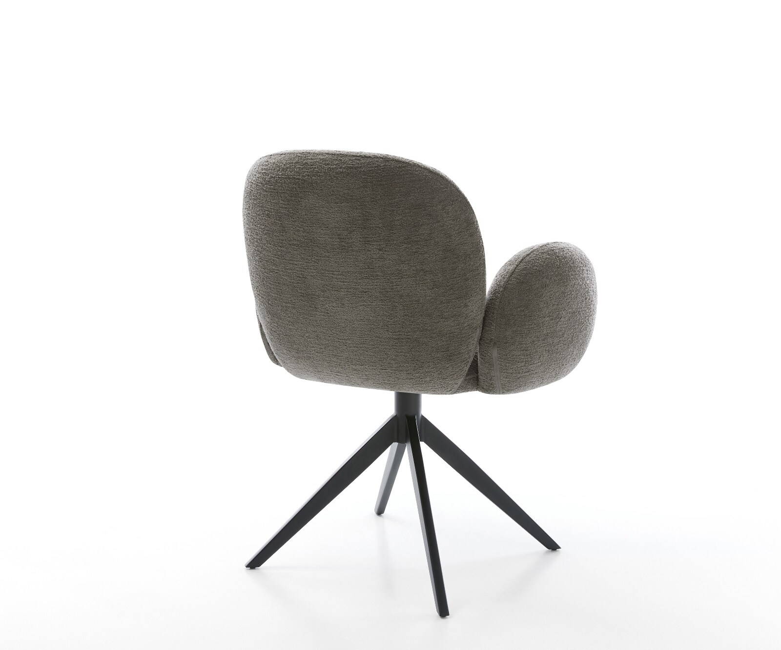 Chaise-pivotante Nube-Flex avec accoudoirs bouclé doux couleur boue pied croisé large noir pivotement sur 360° fonction bascule resorts ensachés 4