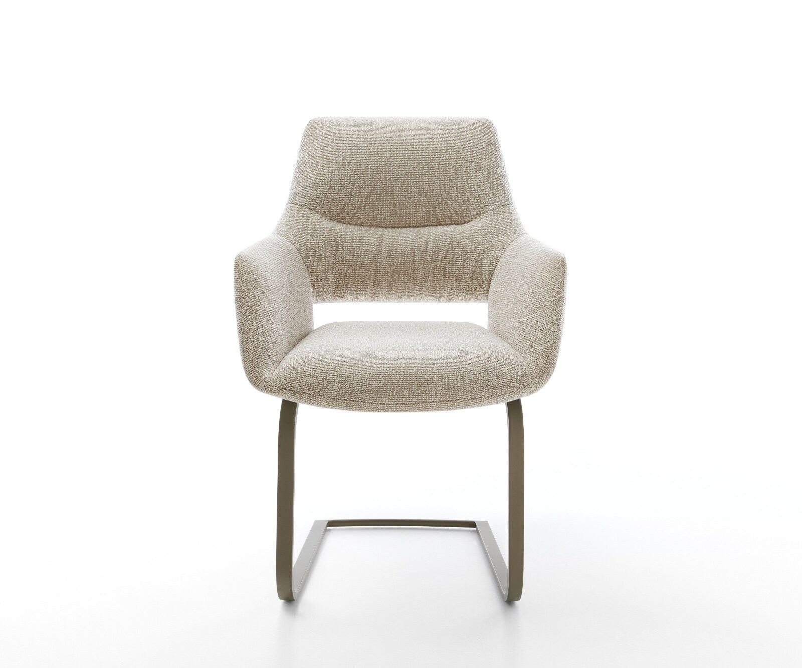 Freischwinger Yago-Flex mit Armlehnen Webstoff Soft Beige Freischwinger flach Effektfinish Titan Taschenfederkern 1