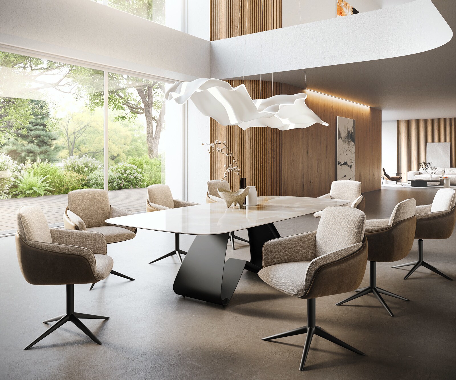 Esstisch Edge Boot 270x120 cm Keramik Iris FMG Onice Grigio W-Gestell Metall Schwarz 6