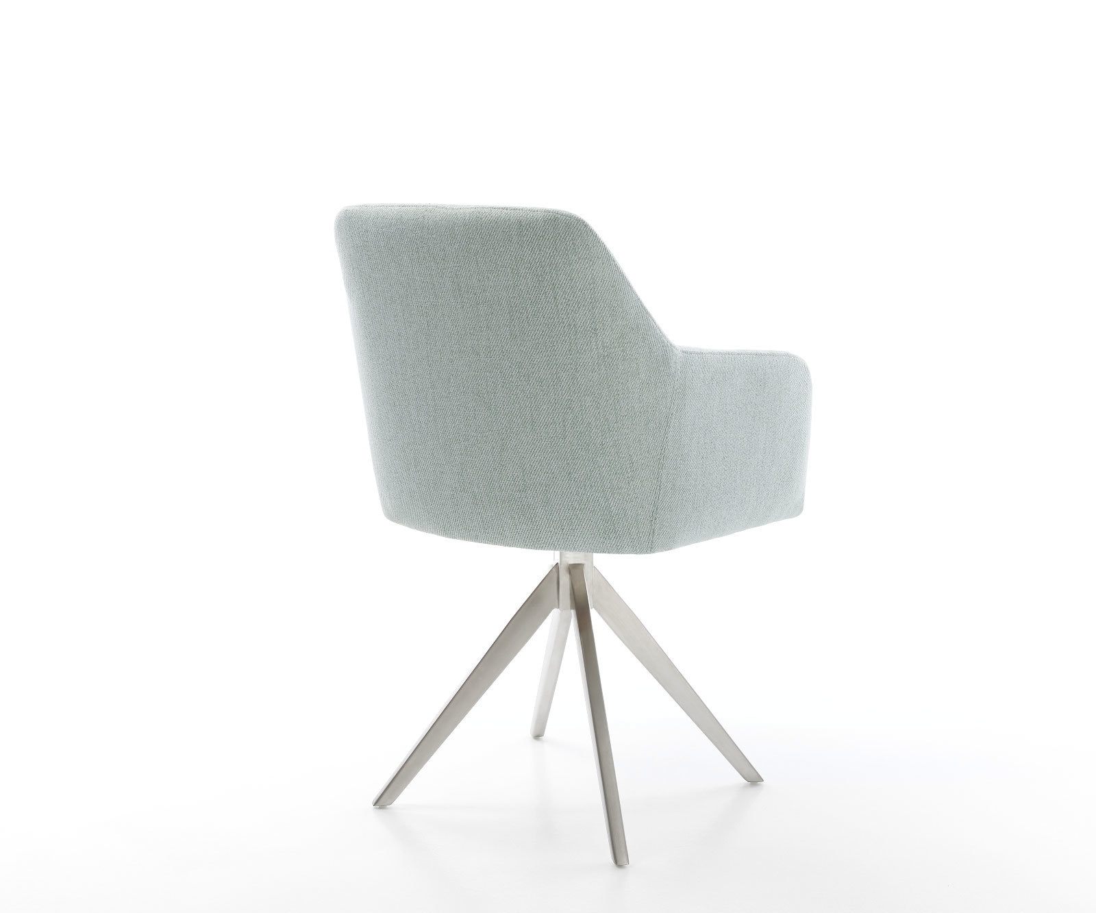 Chaise-de-salle-à-manger Greg-Flex rayures Vert menthe pied croisé angulaire acier inoxydable brossé ressorts ensachés 5