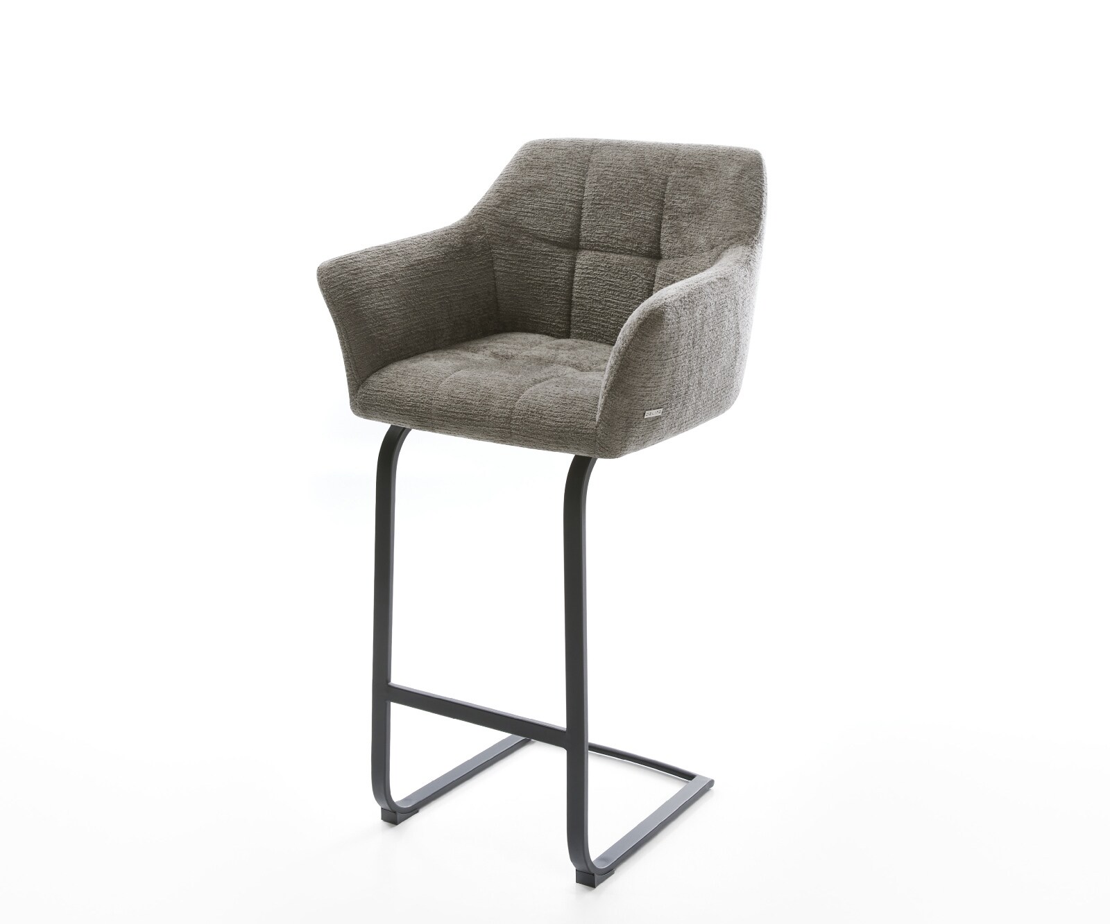 Chaise-de-bar Yulo-Flex Bouclé doux Boue Pied cantilever plat noir Noir