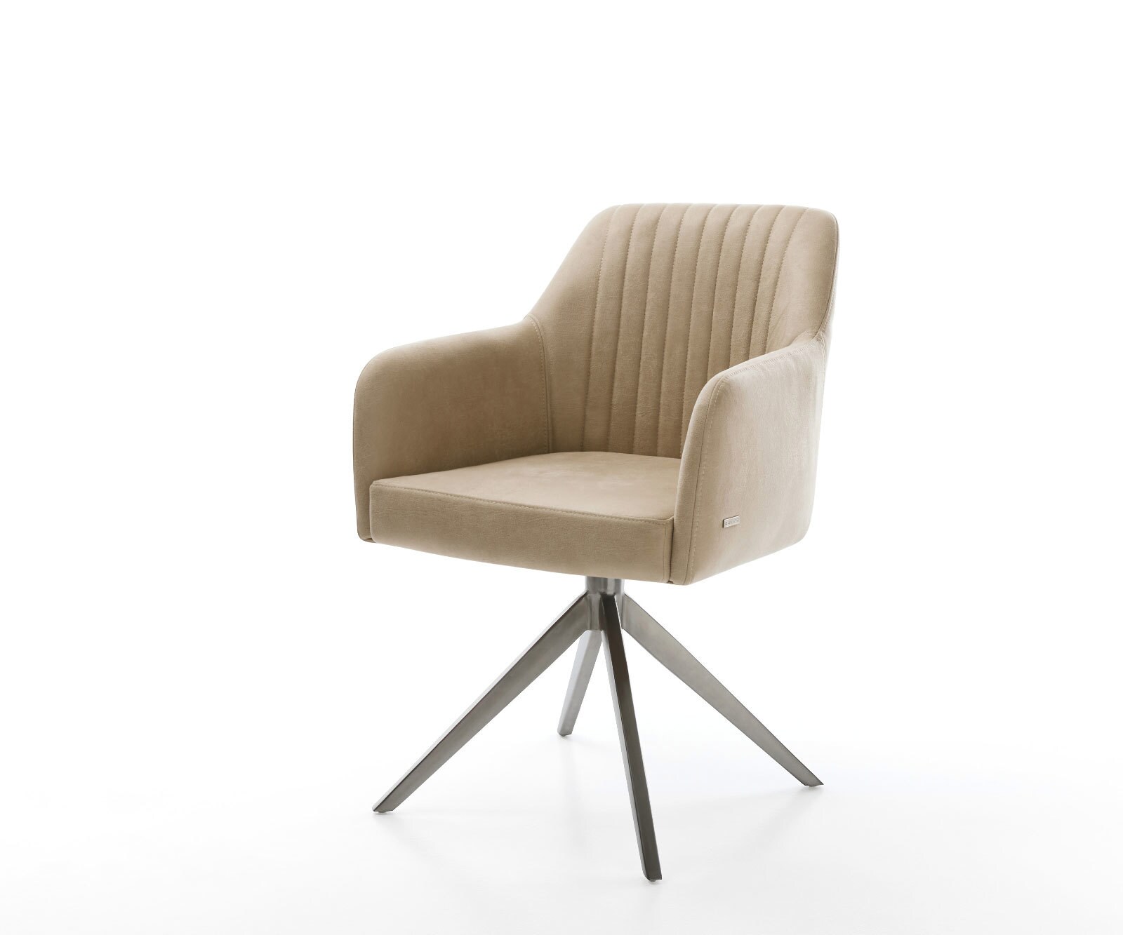 Chaise-pivotante Greg-Flex microvelours beige vintage pied croisé large grafiete pivotement sur 360° fonction bascule ressorts ensachés