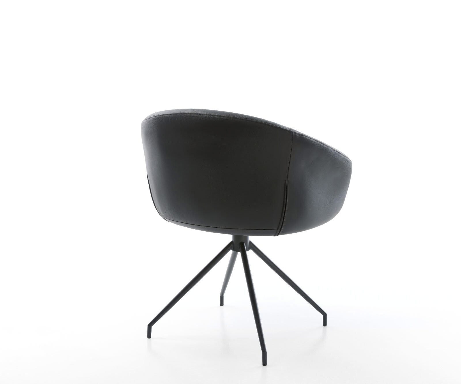 Chaise-pivotante Vinka-Flex avec accoudoirs cuir de vache noir pied croisé conique noir pivotement sur 180° ressorts ensachés 5