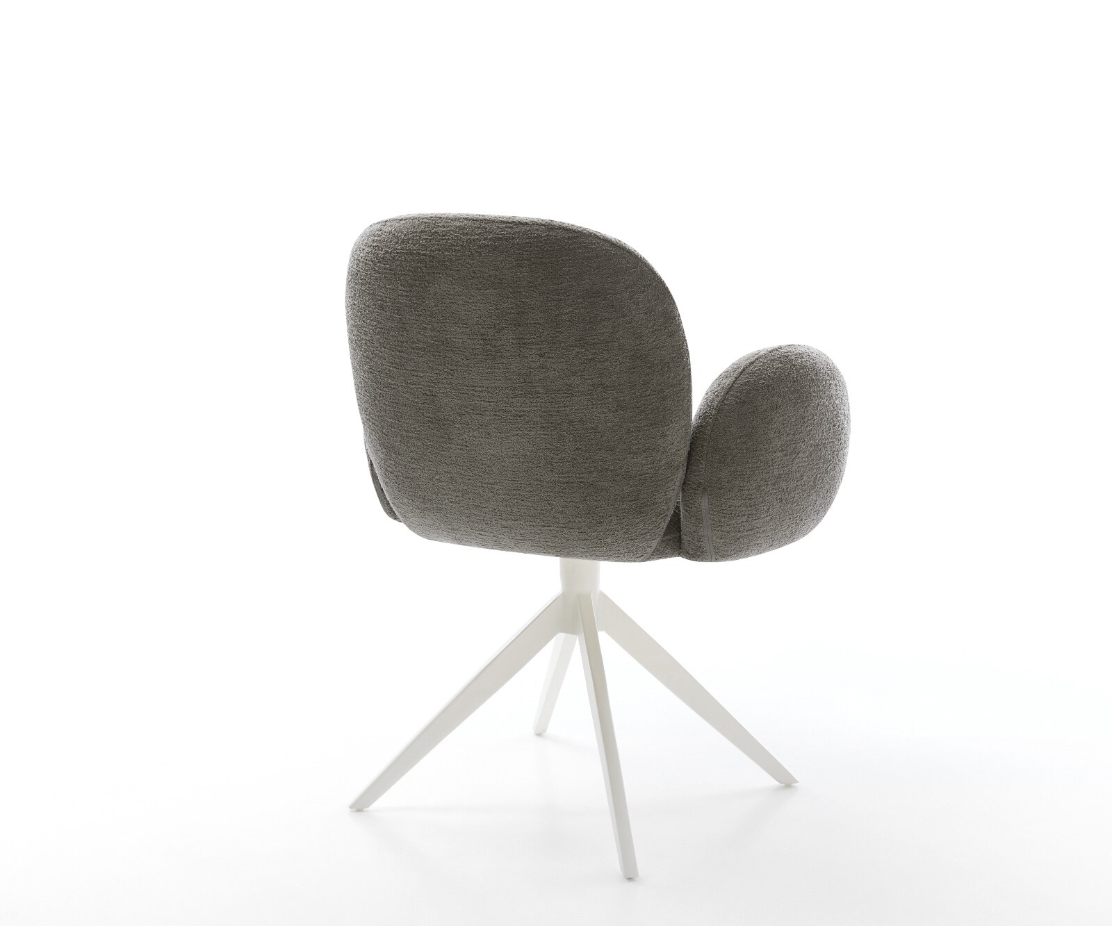 Chaise-pivotante Nube-Flex avec accoudoirs bouclé doux couleur boue pied croisé large blanc pivotement sur 360° fonction bascule resorts ensachés 4