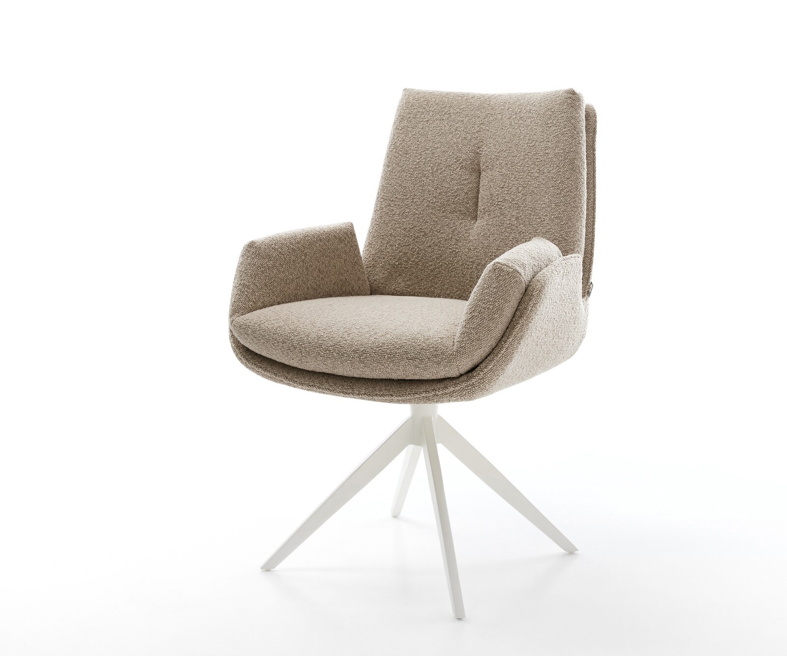 Drehstuhl Clea-Flex Bouclé Schlamm Kreuzgestell breit Weiß 360° drehbar Wippfunktion