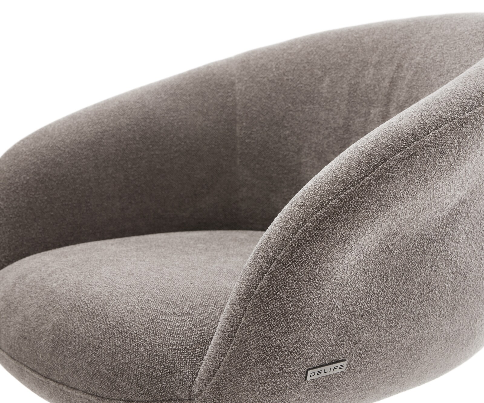 Chaise-pivotante Vinka-Flex avec accoudoirs tissu structuré doux taupe pied en bois angulaire naturel pivotement sur 180° ressorts ensachés 3