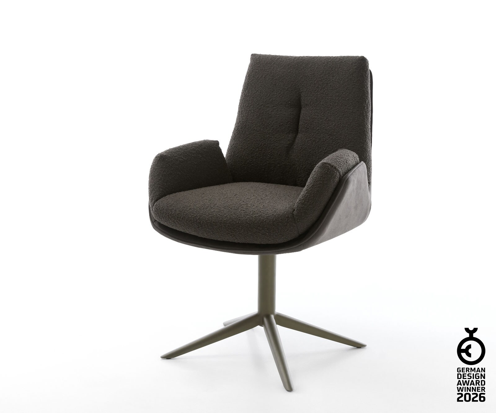 Drehstuhl Clea-Flex Materialmix Schwarz Fußkreuz Effektfinish Titan 360° drehbar Wippfunktion