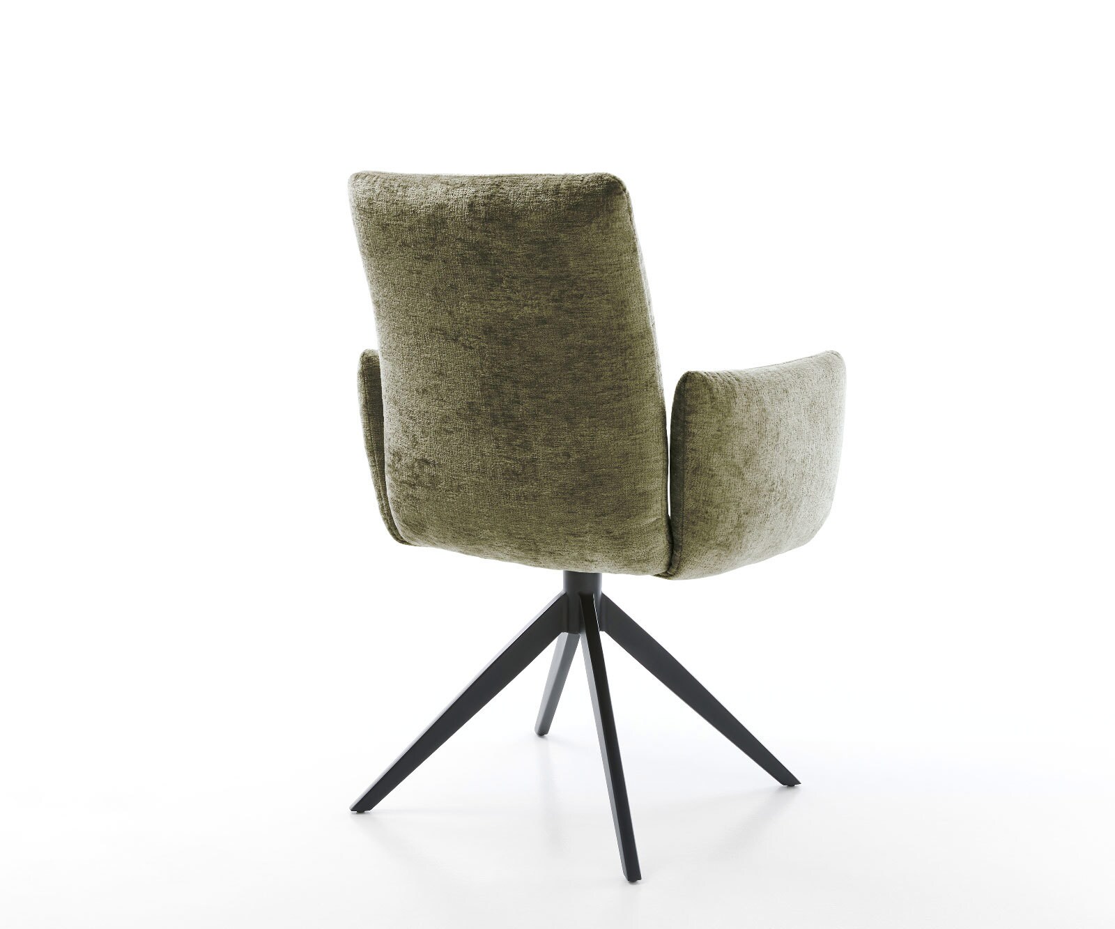 Drehstuhl Jova-Flex mit Armlehnen Chenille Olive Kreuzgestell breit Schwarz 360° drehbar Wippfunktion Taschenfederkern 5