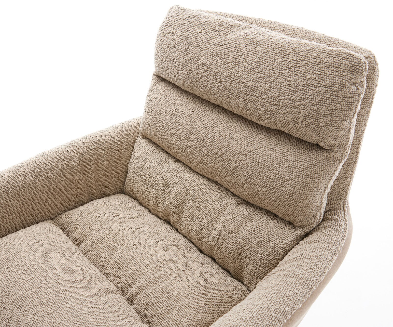 Chaise-pivotante Abelia-Flex avec accoudoirs tissu mixte couleur boue pied croisé large acier inoxydable brossé pivotement sur 360° fonction bascule 4