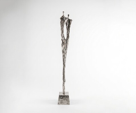 Figur Gemini B22 x T22 x H166 cm Aluminium Platin Handgemacht