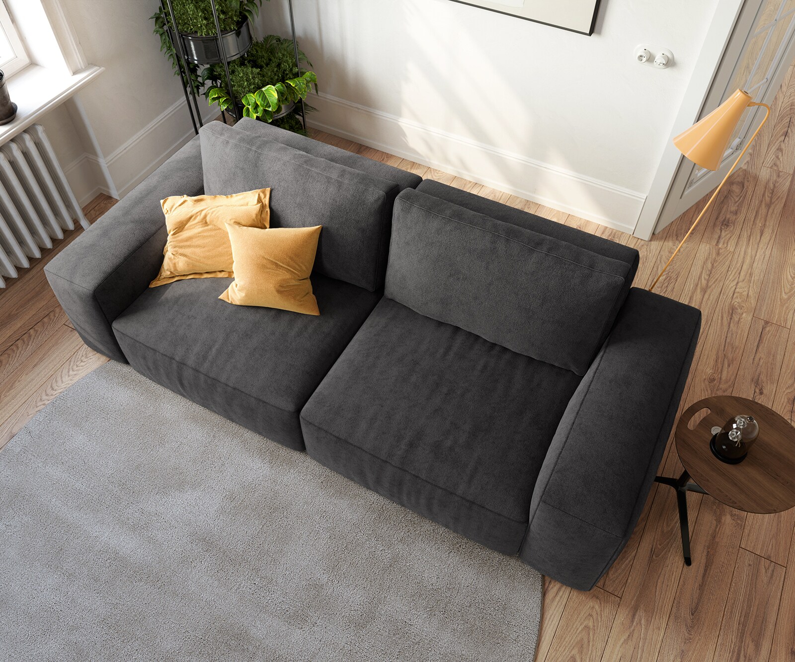 Big-Sofa Lanzo 230x95 cm Mikrofaser Schwarz 3