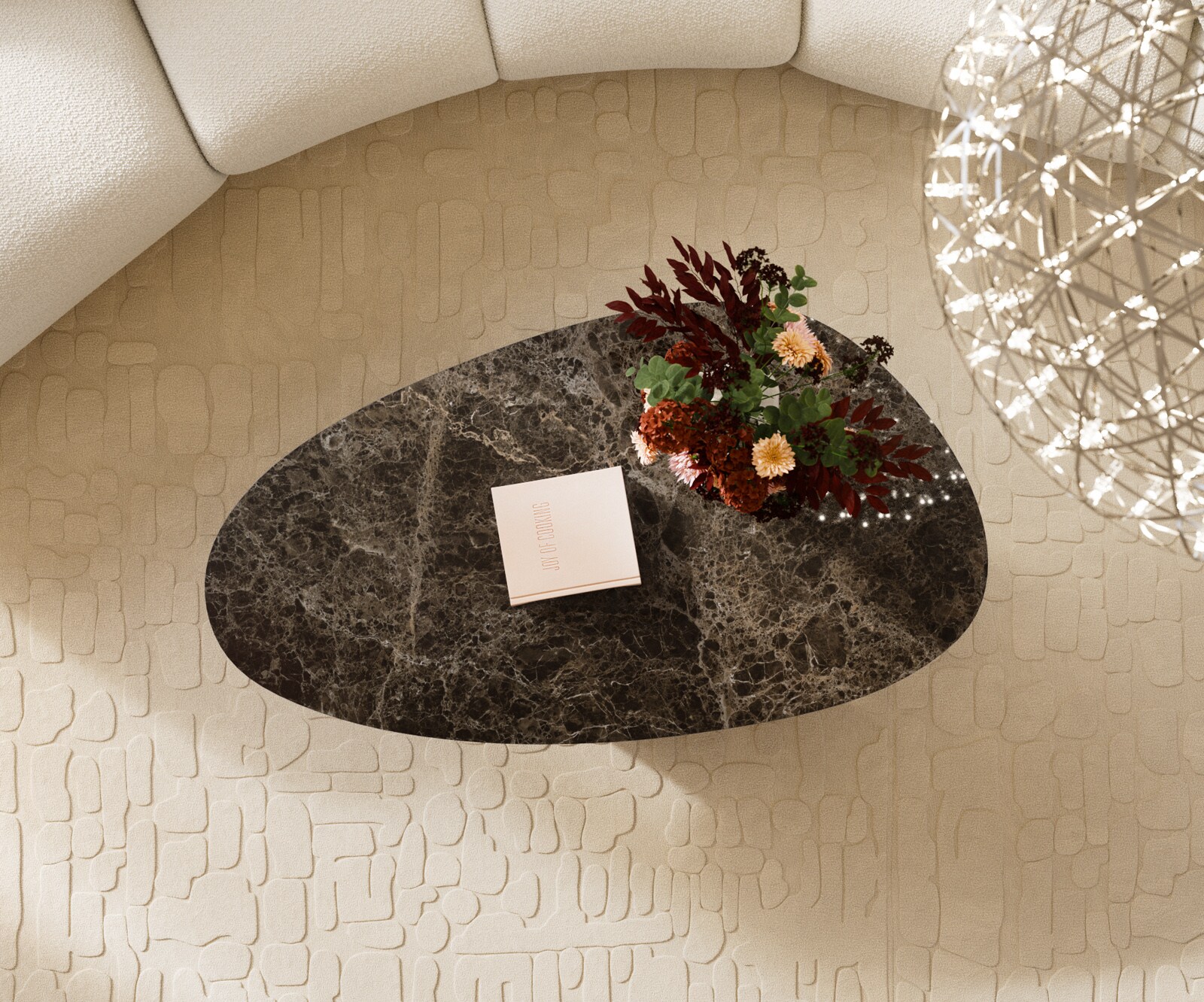 Table basse Edge ovale 140x75 cm céramique Emperador Extra Lucidato brun foncé Conis métallique argent 6