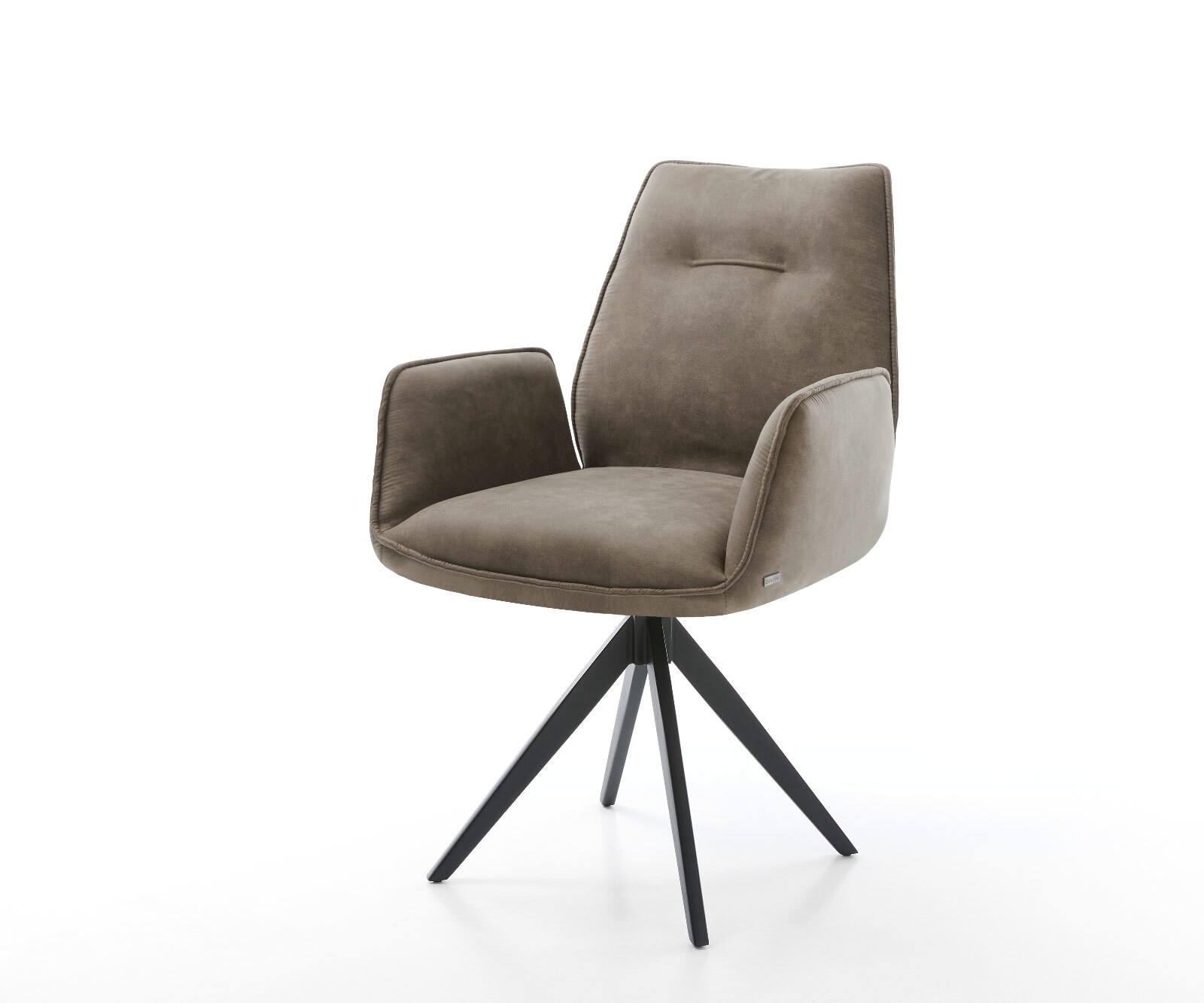 Chaise-pivotante Zoa-Flex taupe vintage cadre croisé angulaire acier inoxydable pivote sur 180°