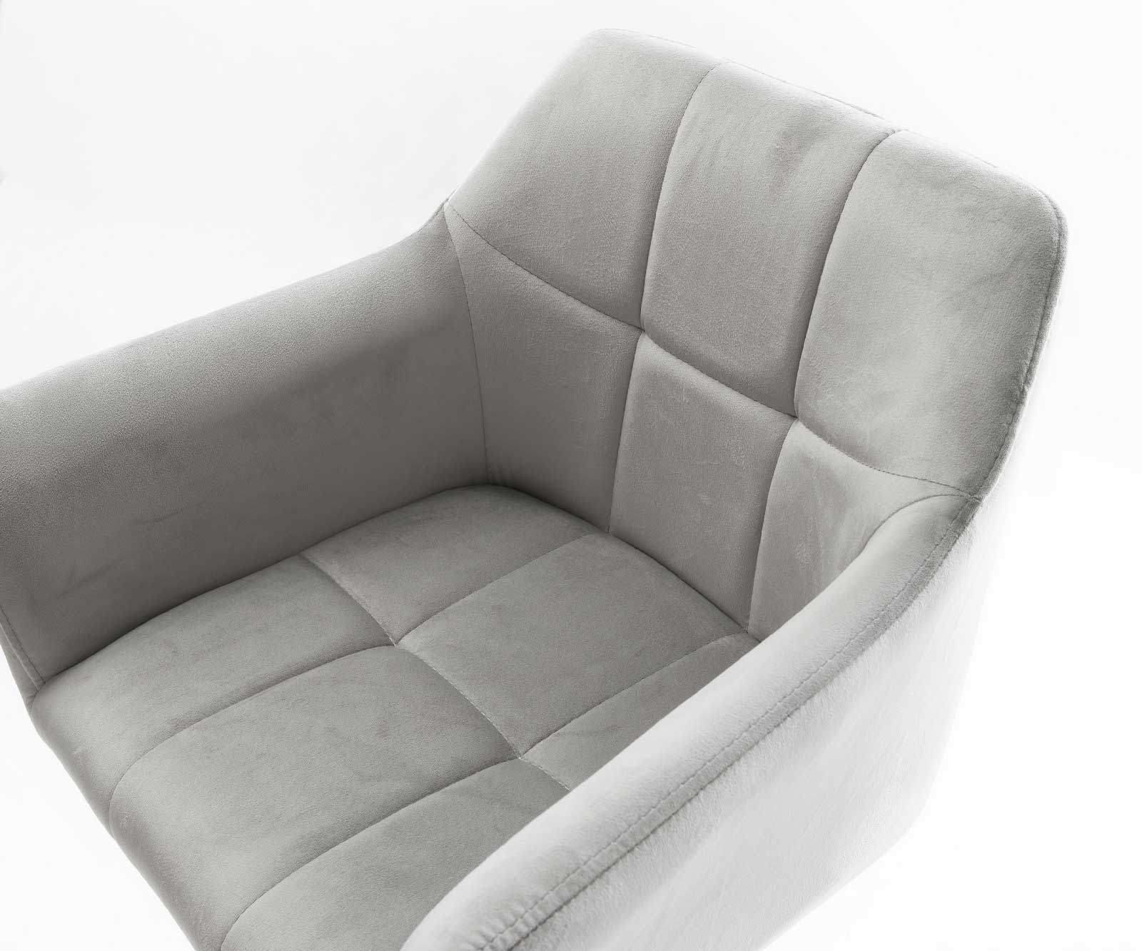 Chaise-de-bar Yulo-Flex velours gris cadre de patins métal 4