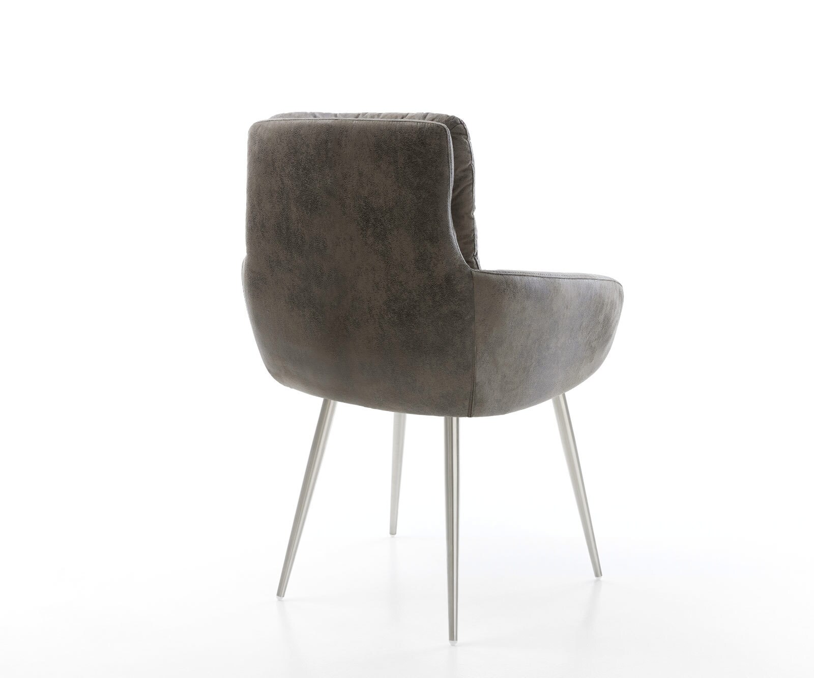 Esszimmerstuhl Abelia-Flex mit Armlehnen Mikrofaser Grau Antik 4-Fuß konisch Edelstahl 5