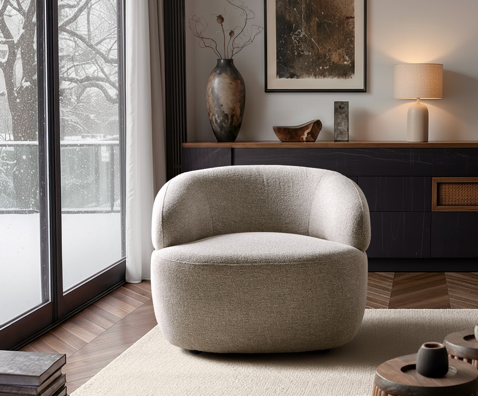 Loungesessel Nova 88x88 cm Webstoff Soft Beige 3