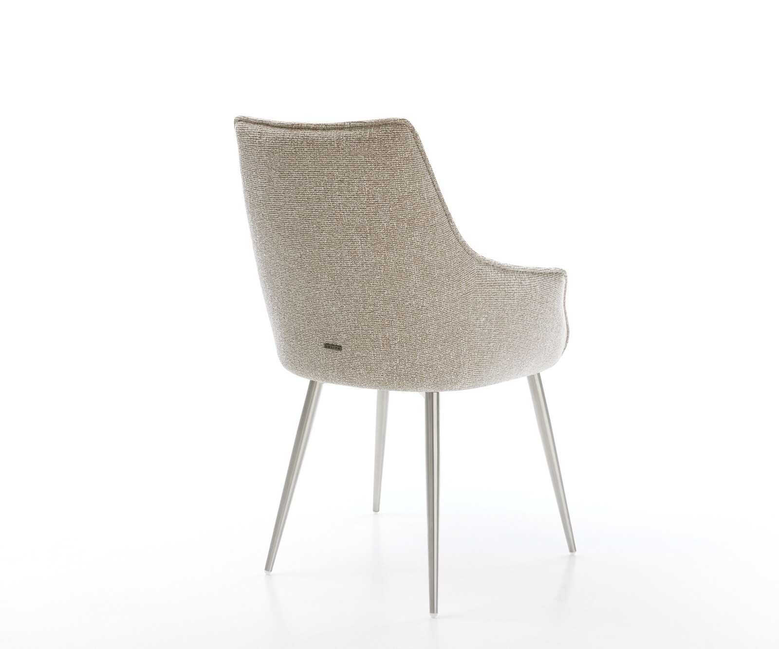 Esszimmerstuhl Alja-Flex mit Armlehnen Webstoff Soft Beige 4-Fuß konisch Edelstahl Taschenfederkern 4