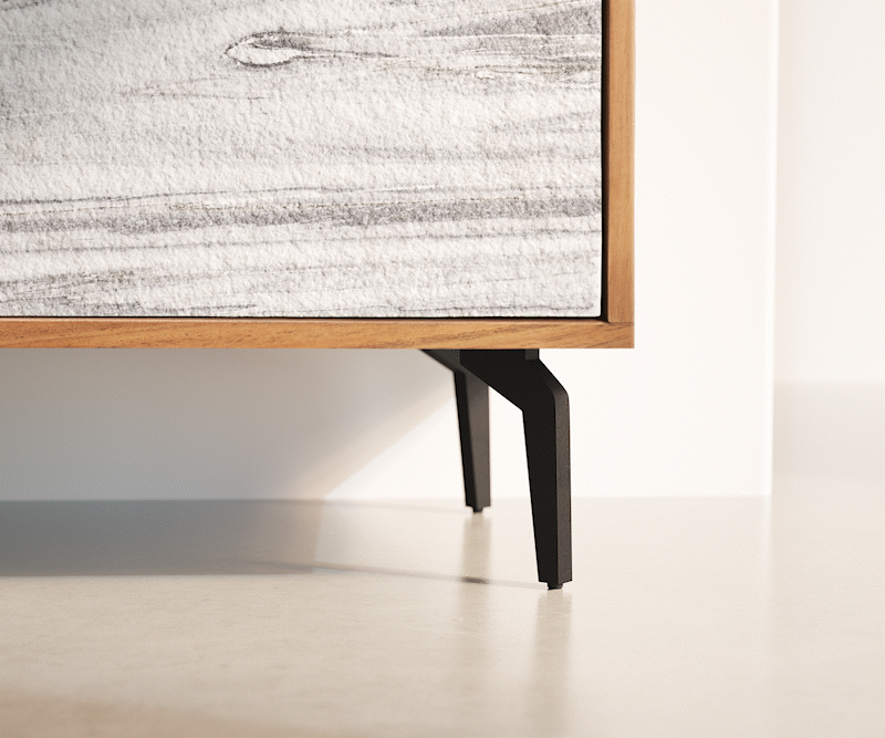 buffet Kleo 175 cm acacia naturel 4 portes pieds angulaires métal noir 6