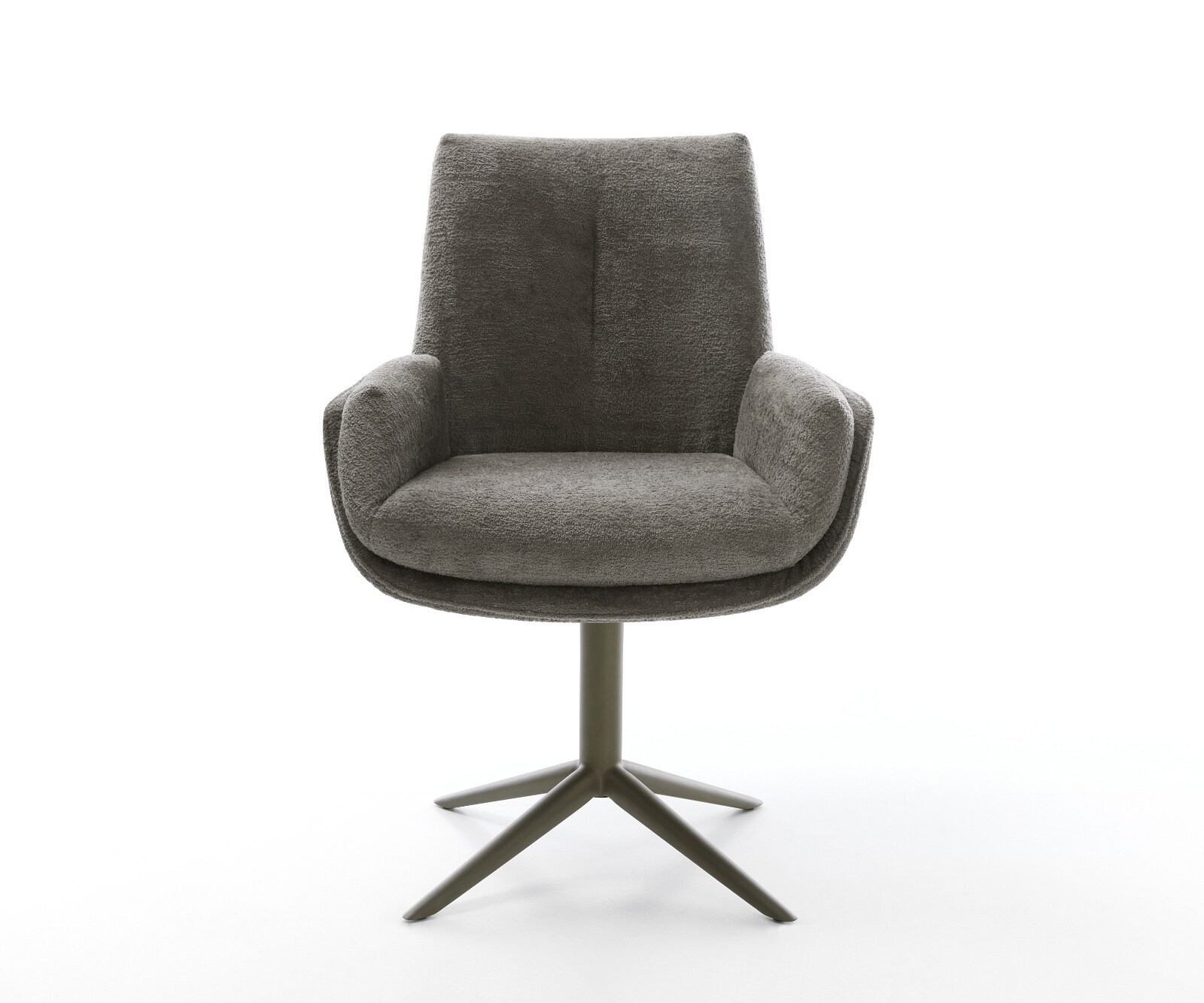 Drehstuhl Clea-Flex Bouclé Soft Schlamm Fußkreuz Effektfinish Titan 360° drehbar Wippfunktion 1