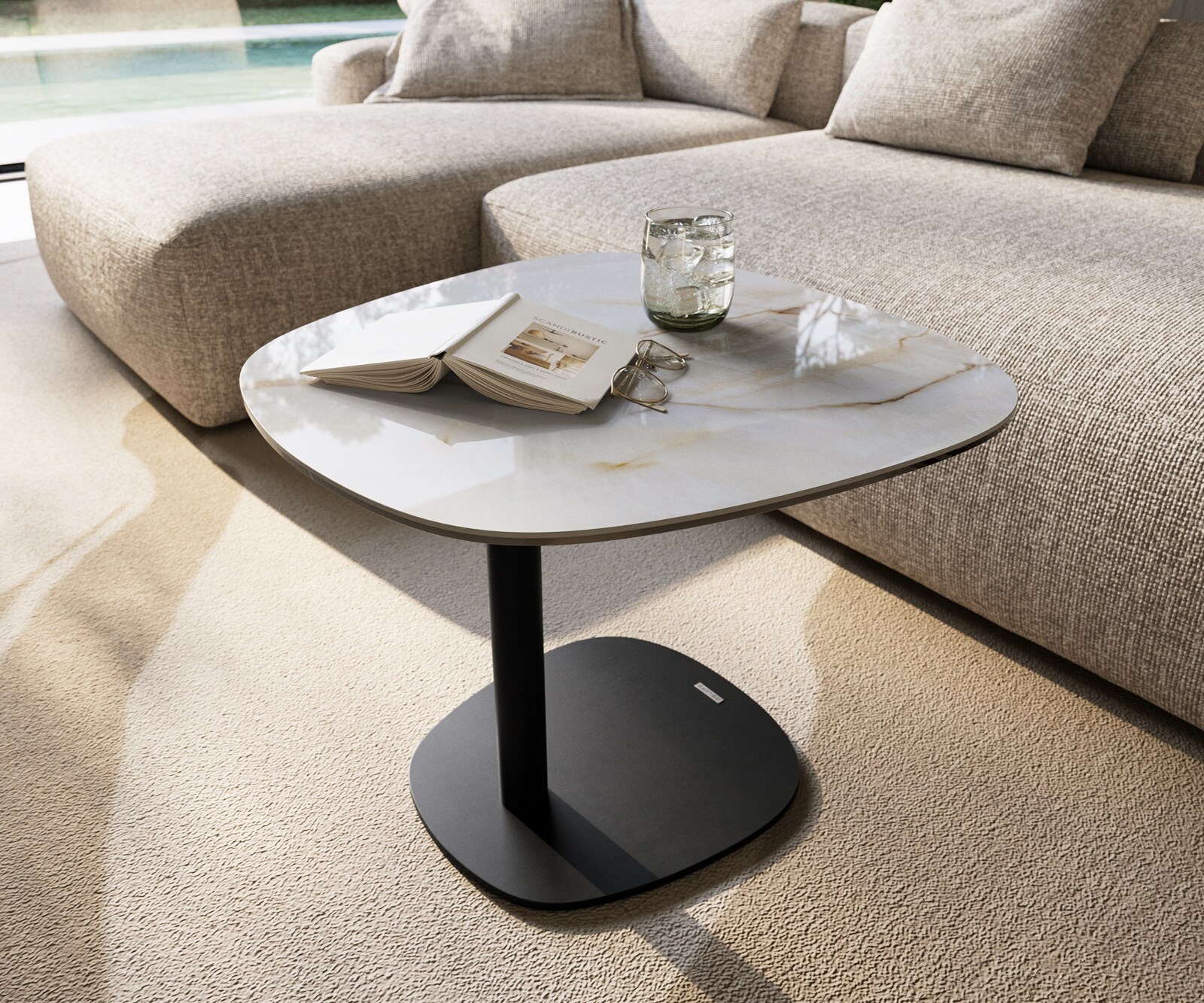 Beistelltisch Edge Boot 60x60 cm Keramik Onyx Pearl Eleny Metall Schwarz 6