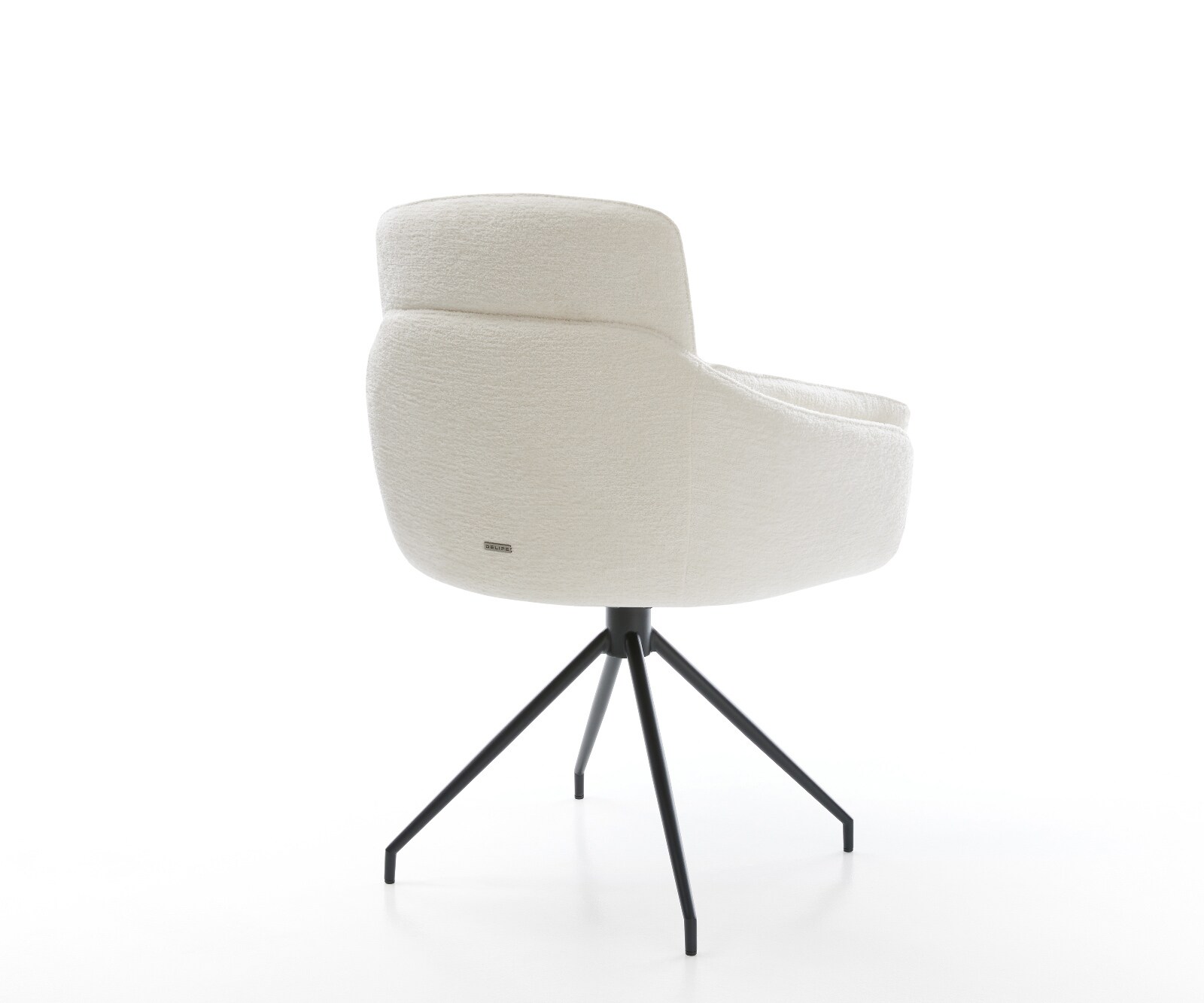 Esszimmerstuhl Luan-Flex mit Armlehnen Bouclé Soft Beige Kreuzgestell konisch Schwarz 4