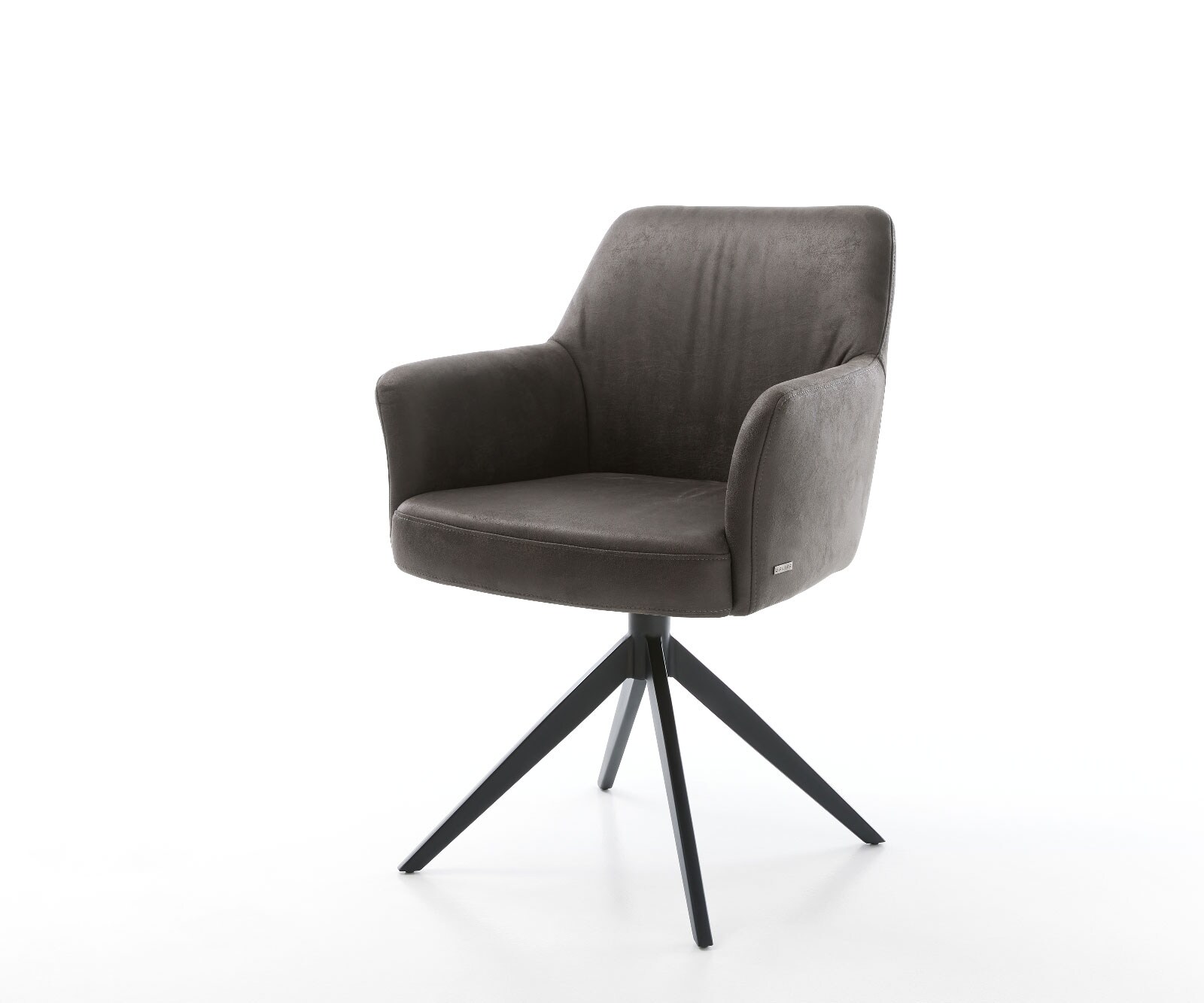 Chaise-pivotante Xana-Flex avec accoudoirs microvelours anthracite vintage pied croisé large noir pivotement sur 360° fonction bascule ressorts ensachés