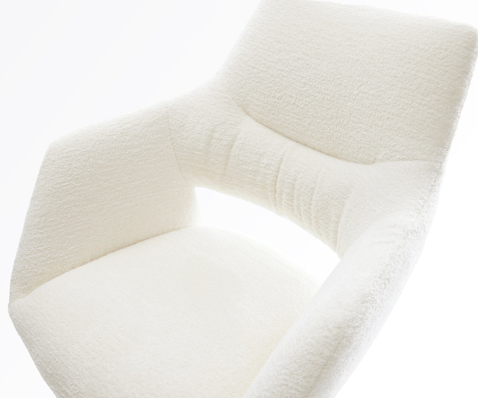 Barstuhl Yago-Flex Bouclé Soft Beige Drehfuß höhenverstellbar Edelstahl Silberfarben Taschenfederkern 4