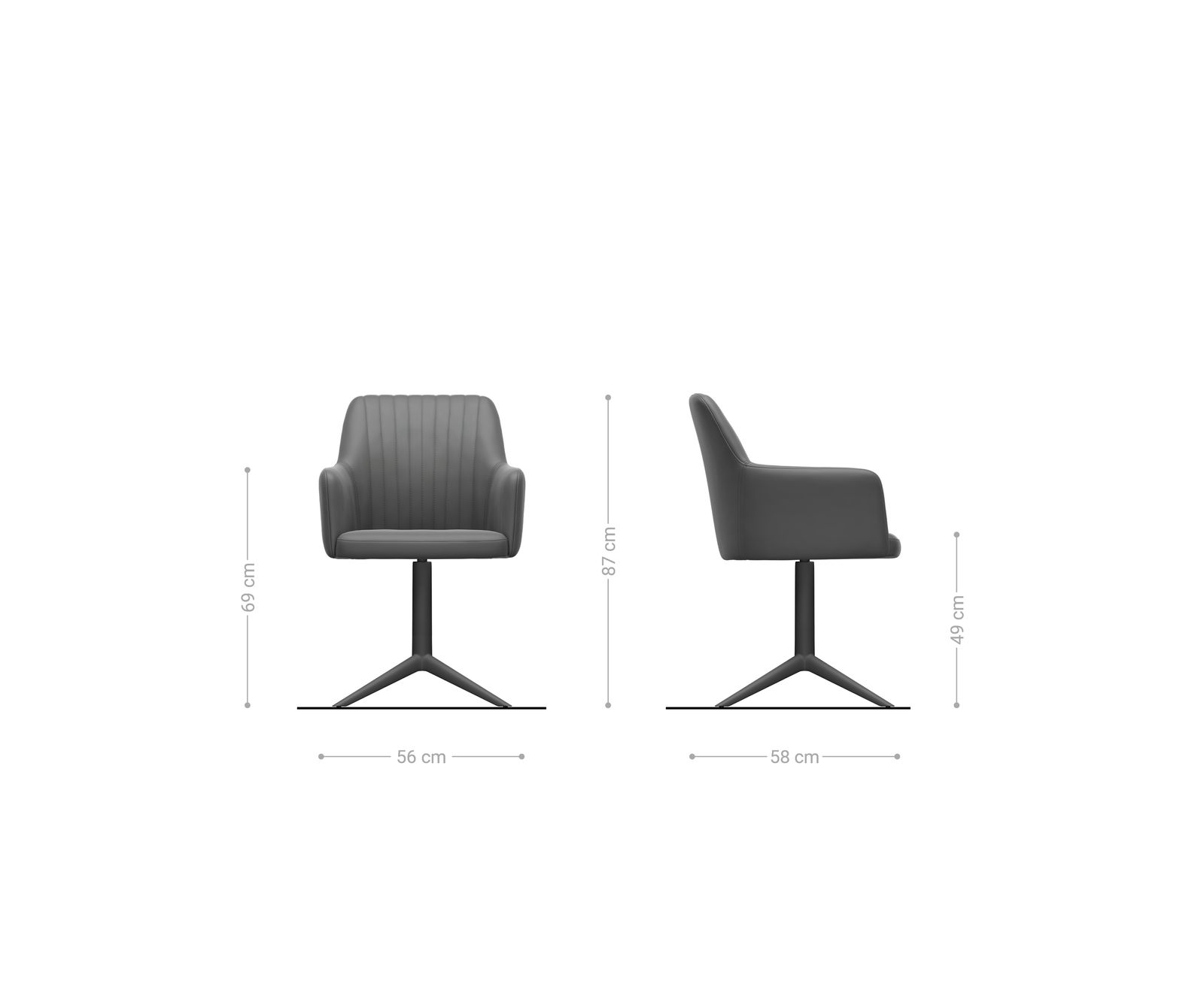 Chaise-pivotante Greg-Flex tissu structuré doux gris pied de chaise 4 branches blanc pivotement sur 360° fonction bascule resorts ensachés 5