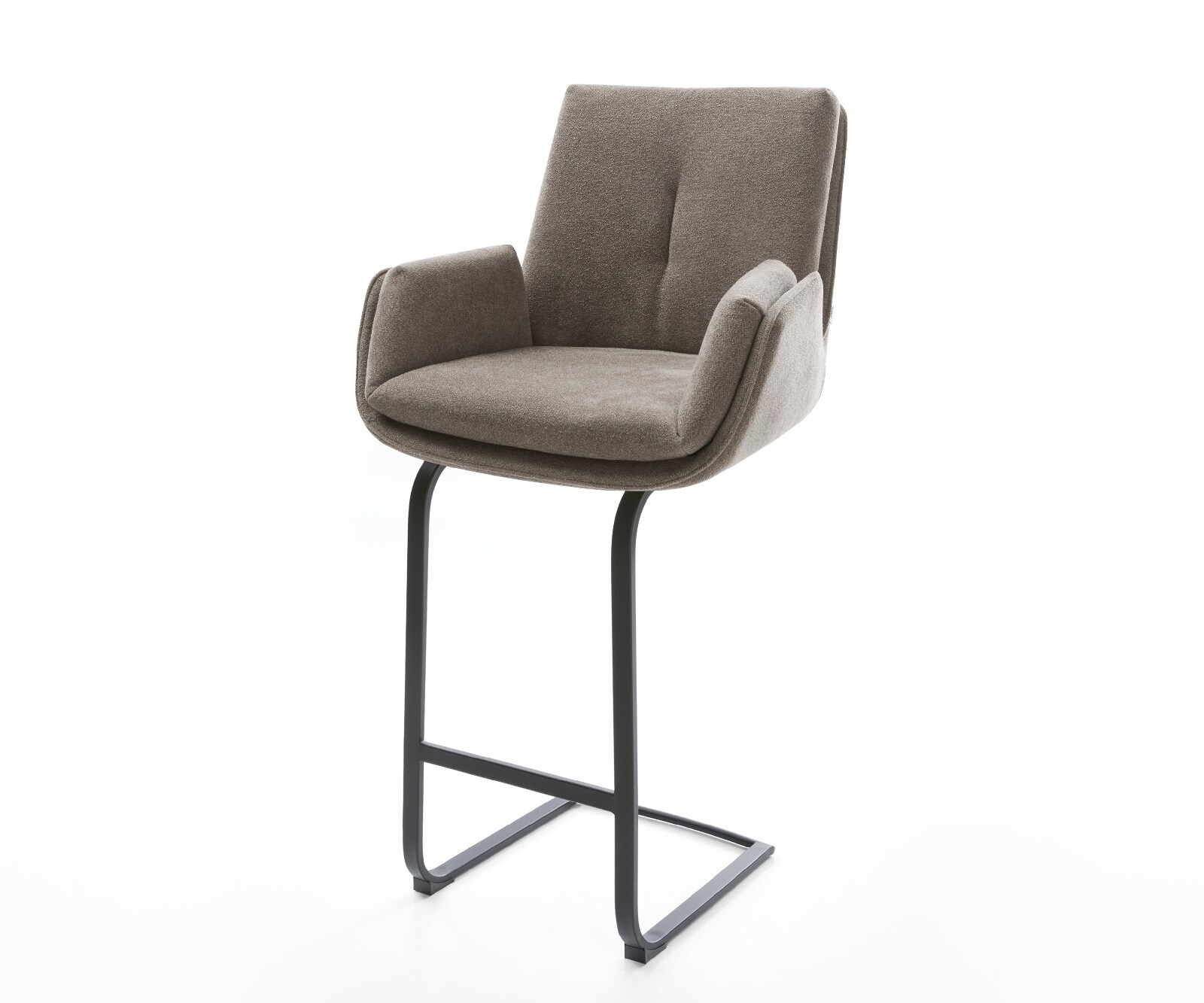 Barstuhl Clea-Flex Strukturstoff Soft Taupe Freischwinger Flach Metall Schwarz