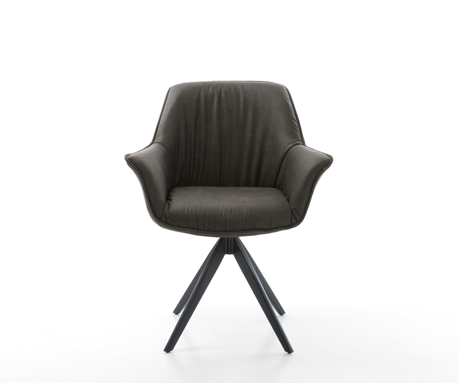 Esszimmerstuhl Keila-Flex mit Armlehnen Mikrofaser Anthrazit Vintage Kreuzgestell kantig Schwarz 2 Esszimmerstuhl Keila-Flex mit Armlehnen Mikrofaser Anthrazit Vintage Kreuzgestell kantig Schwarz 2