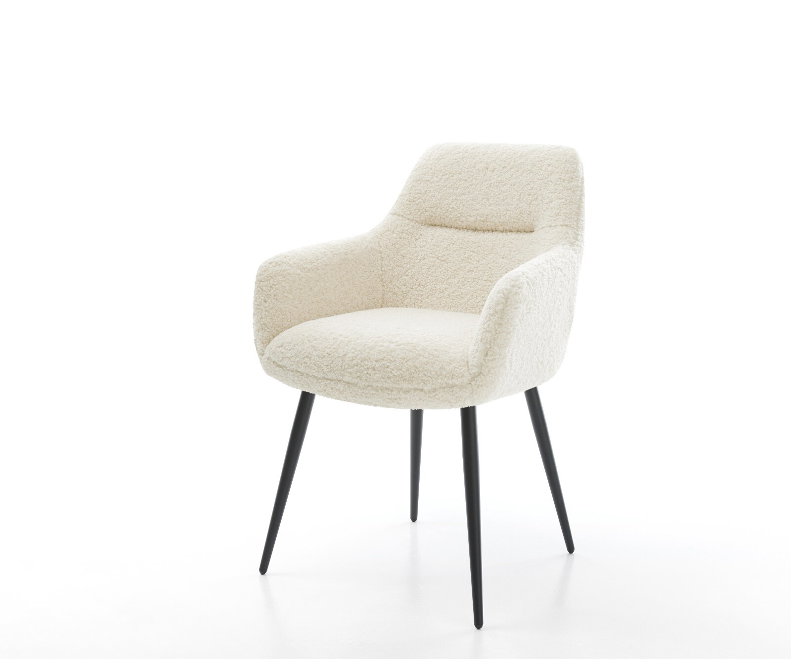 Esszimmerstuhl Pejo-Flex Teddystoff Beige 4-Fuß konisch Schwarz Taschenfederkern 1