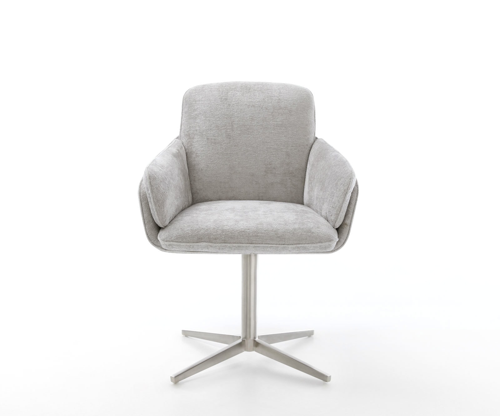 Drehstuhl Luan-Flex mit Armlehnen Chenille Silbergrau Fußkreuz Edelstahl 360° drehbar 1 Drehstuhl Luan-Flex mit Armlehnen Chenille Silbergrau Fußkreuz Edelstahl 360° drehbar 1