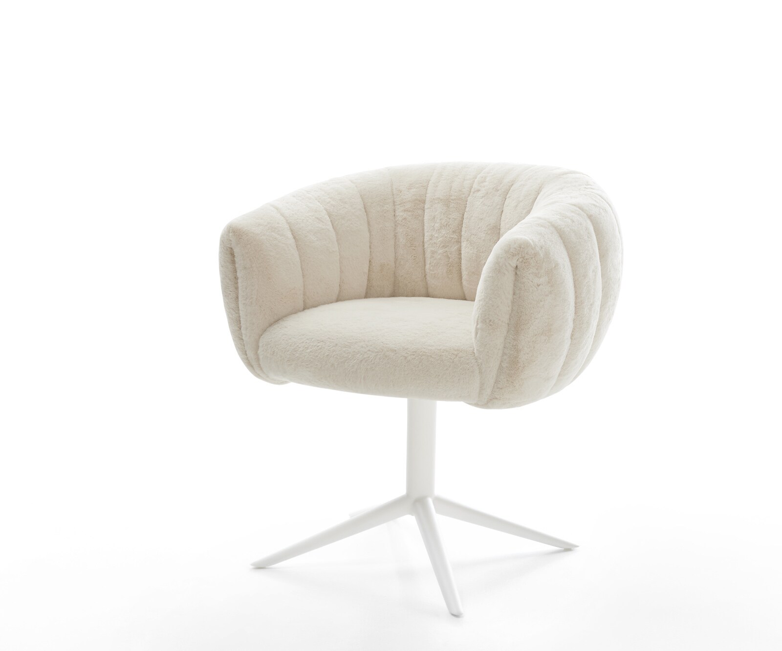 Drehstuhl Jada-Flex Plüsch Creme-Weiß Fußkreuz Weiß 360° drehbar Wippfunktion Taschenfederkern 1