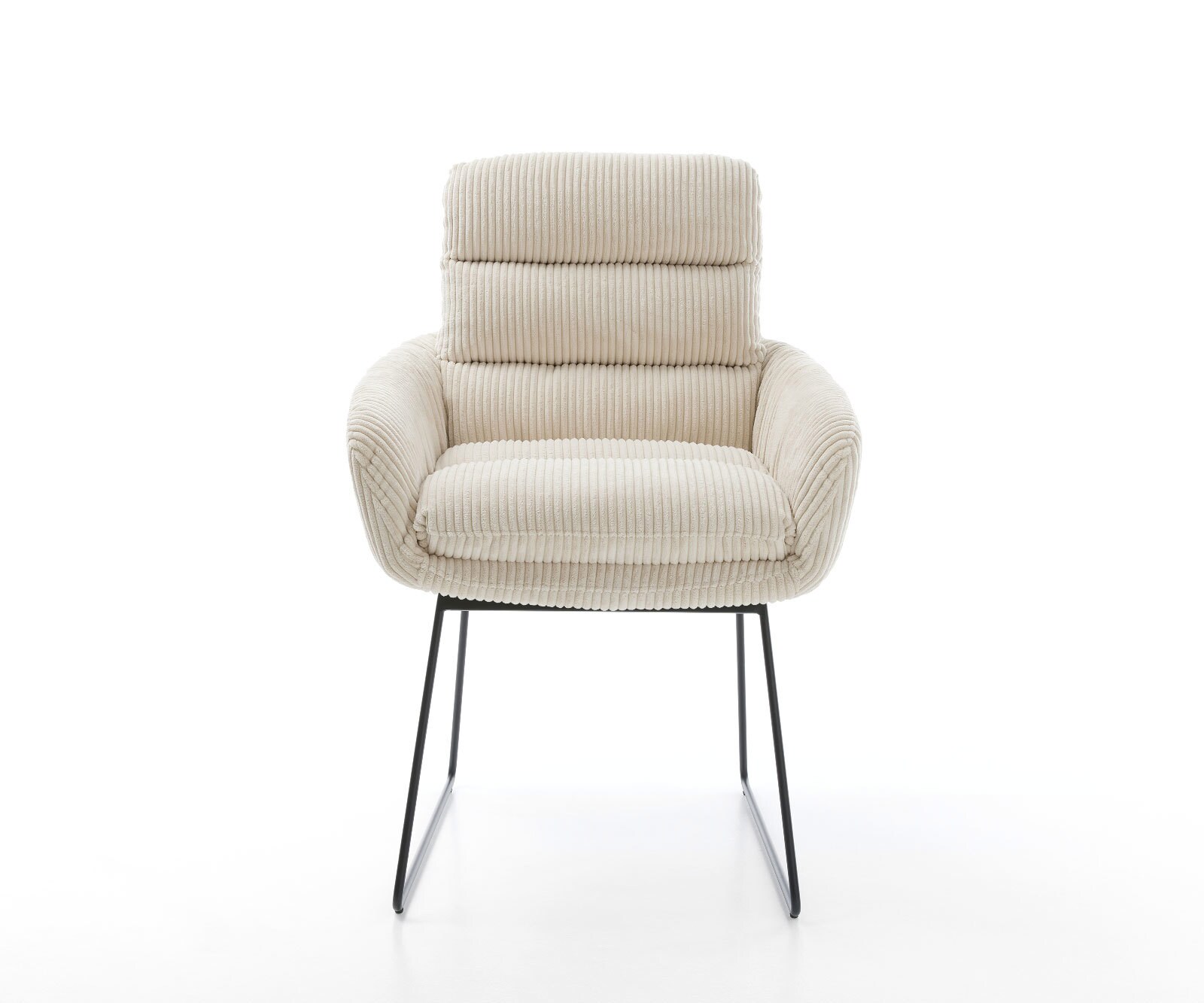 Esszimmerstuhl Abelia-Flex mit Armlehnen Cord Beige Kufengestell Schwarz 1