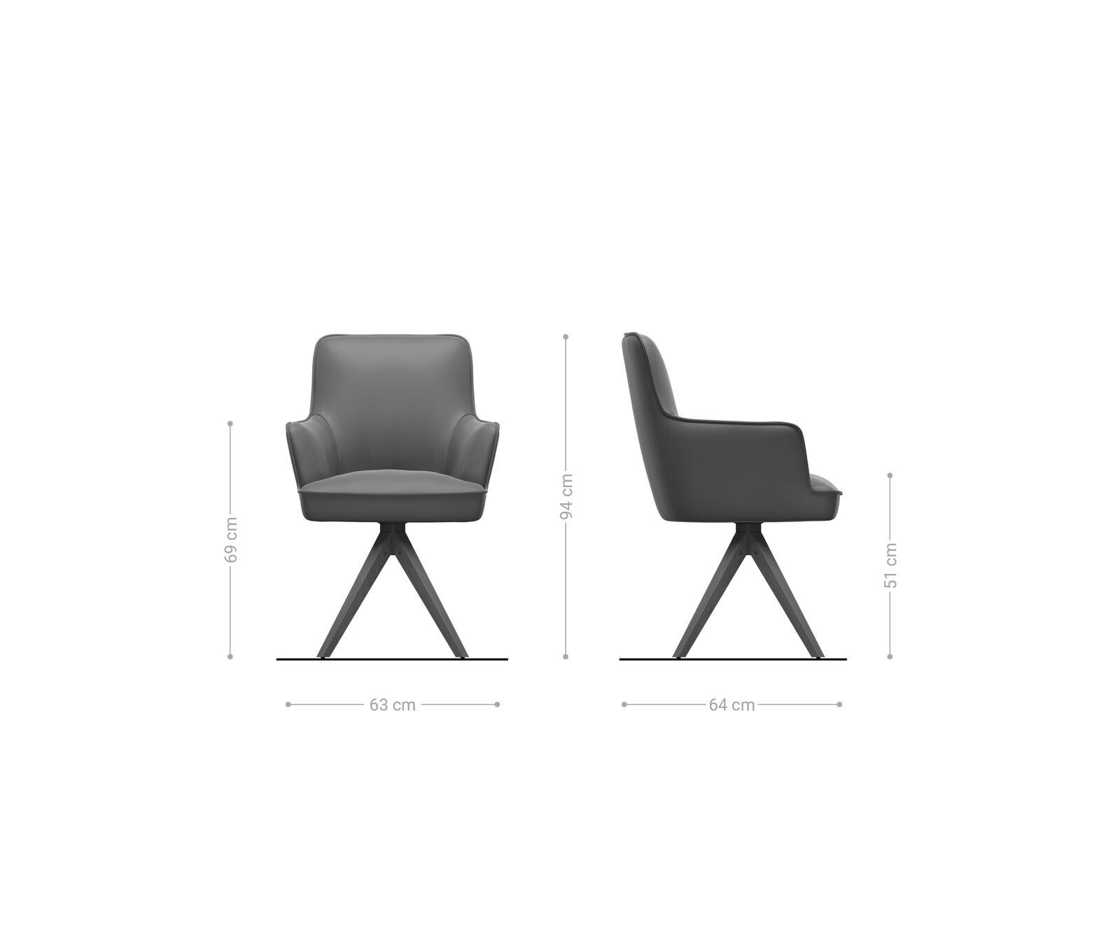 Chaise-pivotante Heira-Flex avec accoudoirs tissu mixte couleur boue pied en bois angulaire naturel pivotement sur 180° ressorts ensachés 6