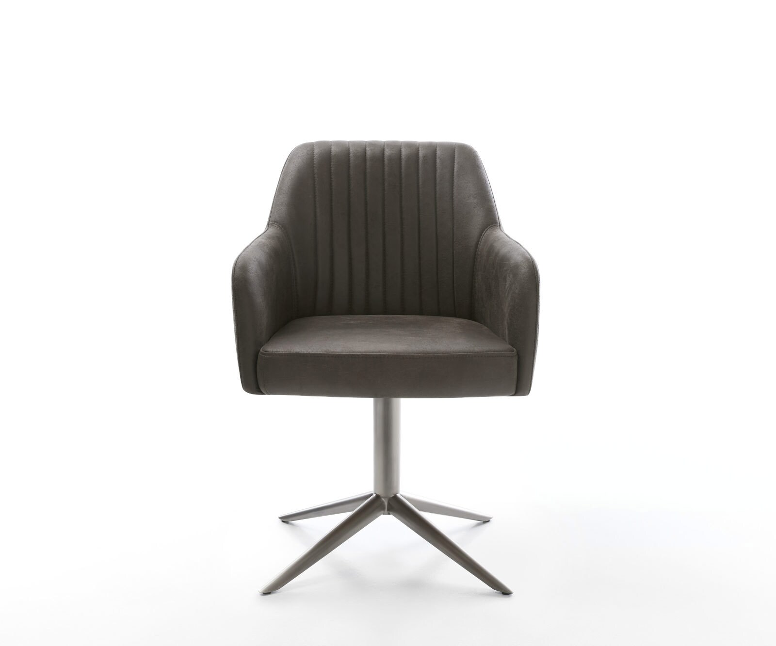 Drehstuhl Greg-Flex Mikrofaser Anthrazit Vintage Fußkreuz Graphit 360° drehbar Wippfunktion Taschenfederkern 1