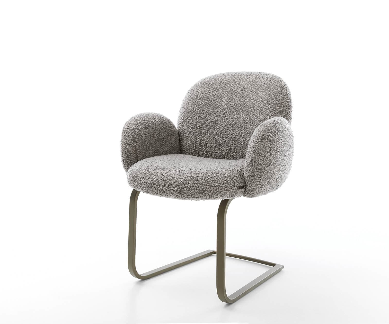 Chaise-pivotante Nube-Flex avec accoudoirs bouclé blanc pied croisé large noir ressorts ensachés pivote sur 360° 2 Chaise-pivotante Nube-Flex avec accoudoirs bouclé blanc pied croisé large noir ressorts ensachés pivote sur 360° 2