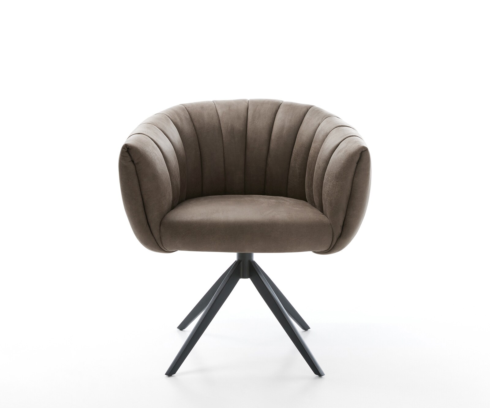 Chaise-pivotante Jada-Flex microvelours taupe vintage pied croisé large noir pivotement sur 360° fonction bascule ressorts ensachés 1