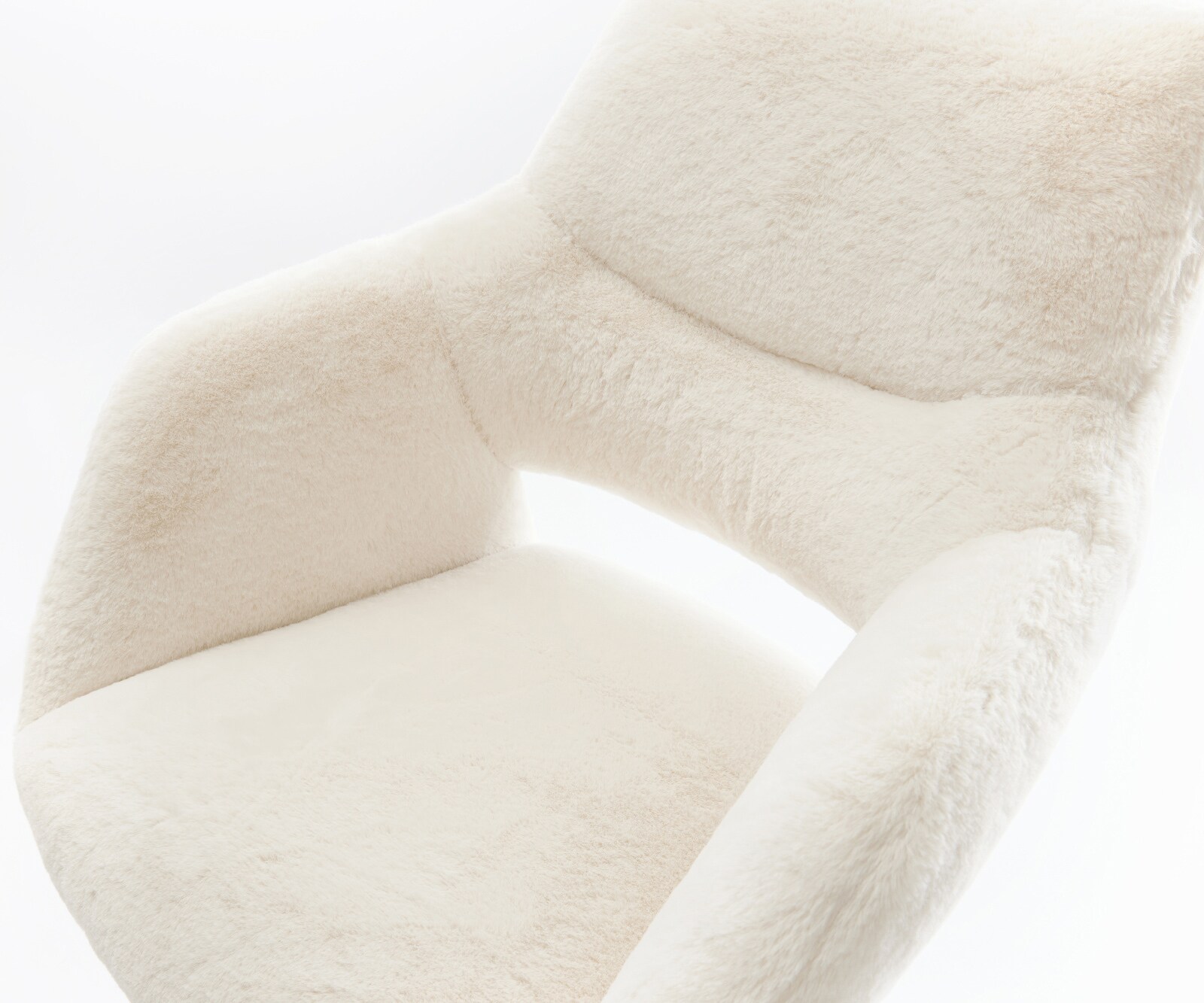 Chaise-de-bar Yago-Flex Peluche Crème-blanc Pied cantilever acier inoxydable Argent Ressort ensaché 4