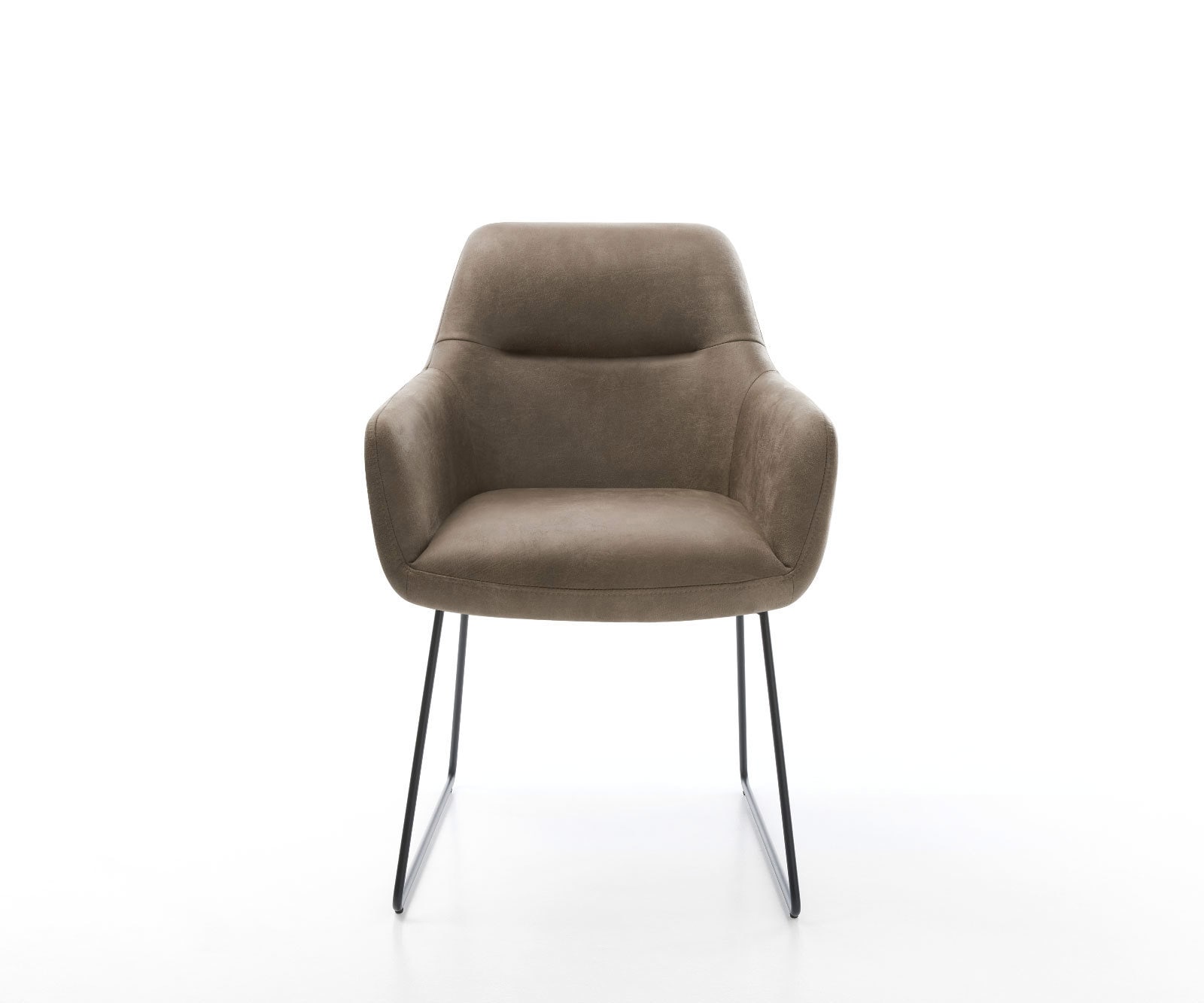 Chaise-de-salle-à-manger Pejo-Flex microvelours taupe vintage pied trapèze noir ressorts ensachés 1 Chaise-de-salle-à-manger Pejo-Flex microvelours taupe vintage pied trapèze noir ressorts ensachés 1