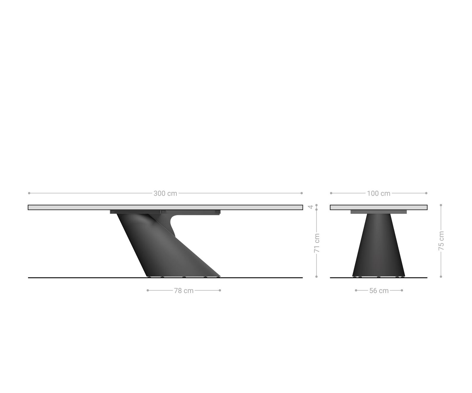 Table à manger Edge 300x100x4 chêne naturee Cono métallique argent Live-Edge 7