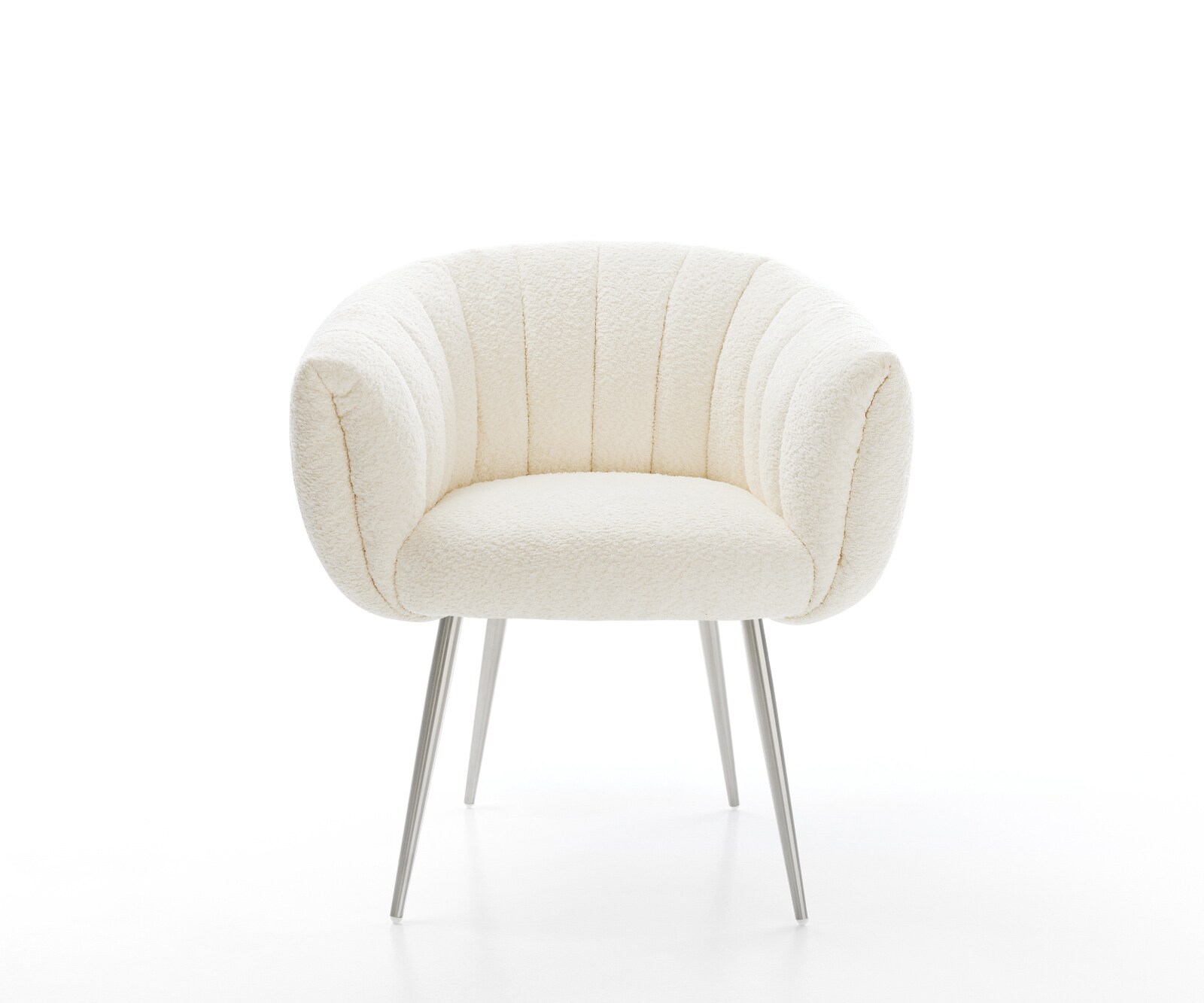 Esszimmerstuhl Jada-Flex Bouclé Weiß 4-Fuß konisch Edelstahl Taschenfederkern 1