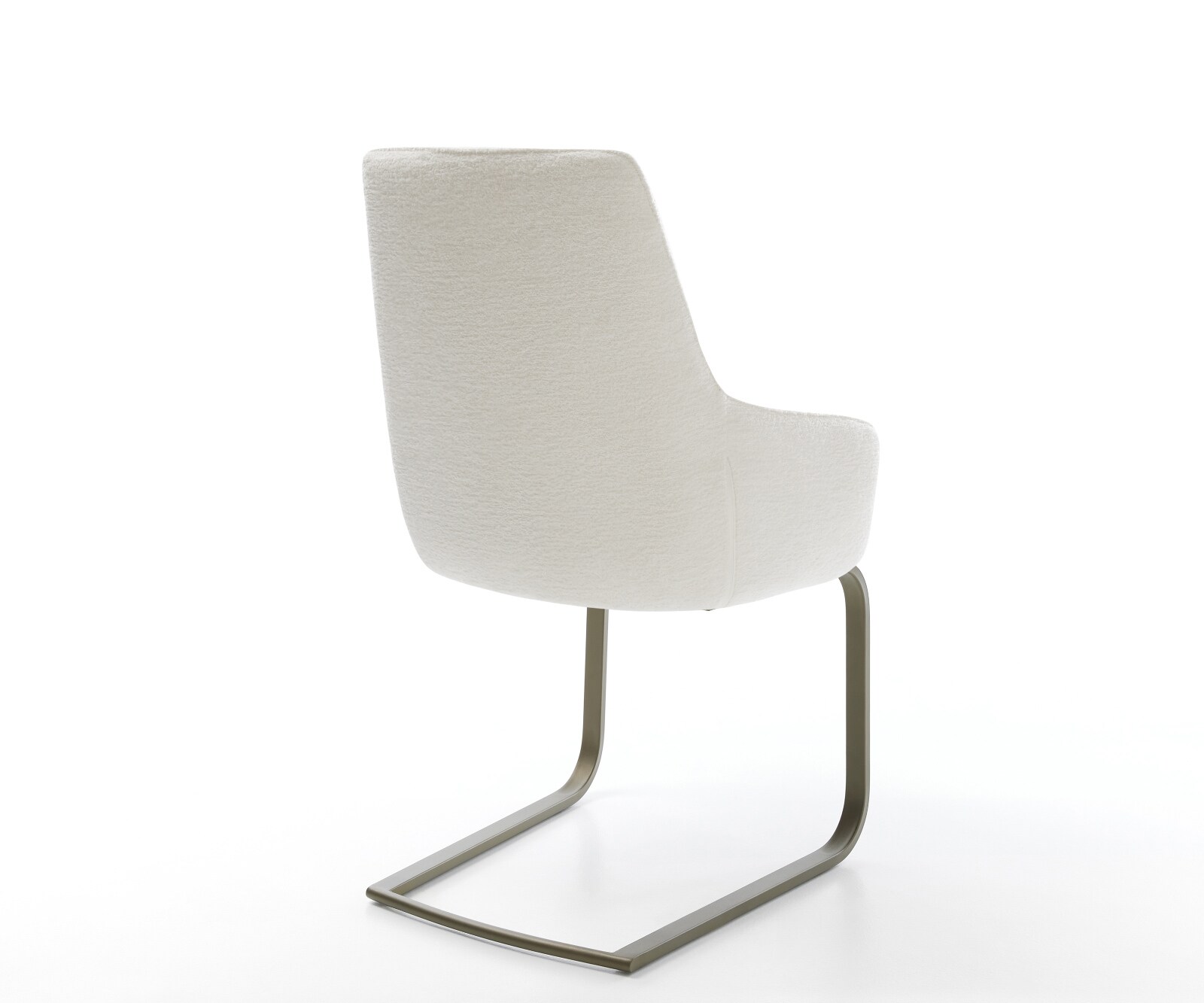 Cantilever Zelia-Flex avec accoudoirs bouclé doux beige pied cantilever plat aspect titane ressorts ensachés 5
