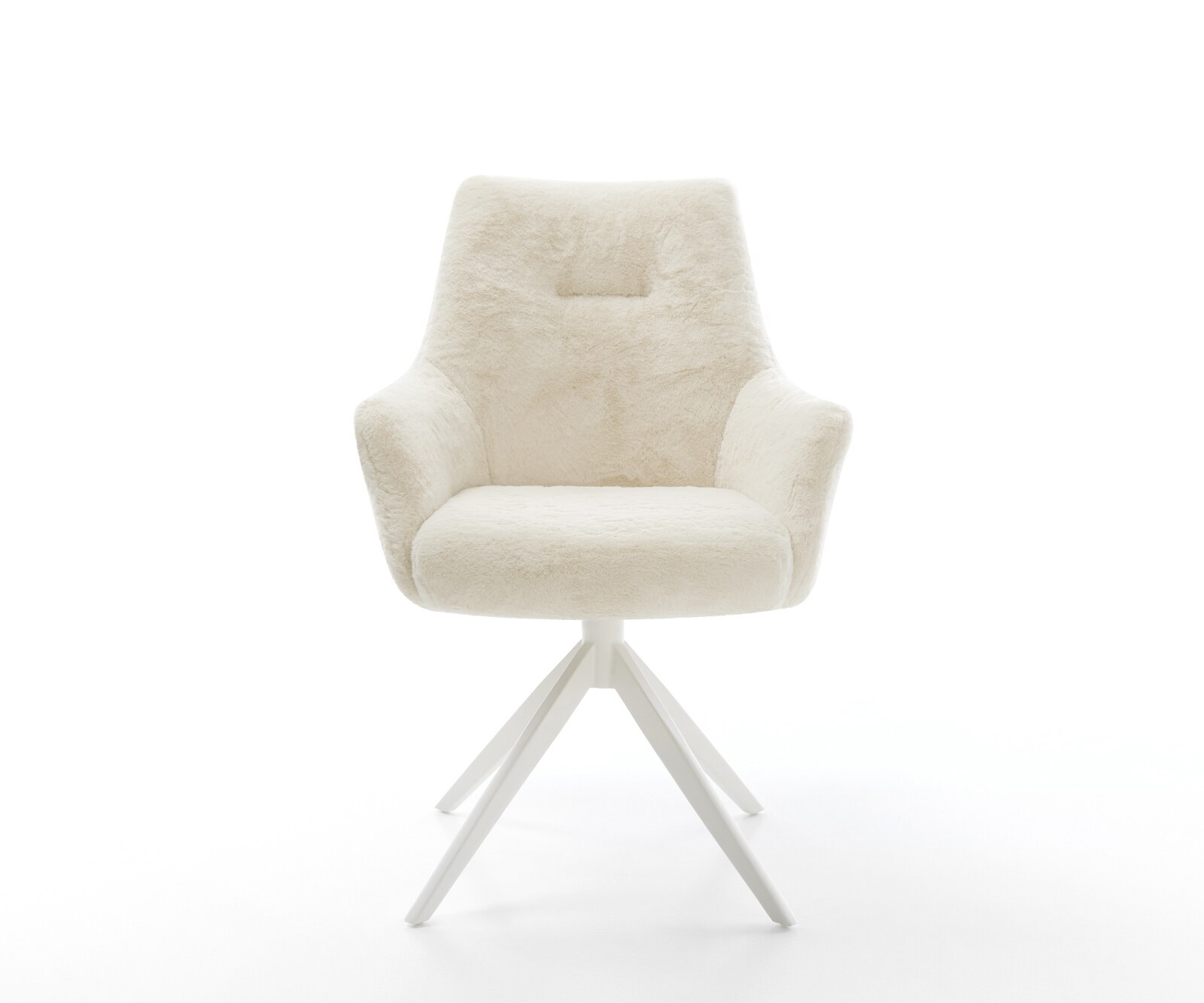 Chaise-pivotante Alja-Flex avec accoudoirs peluche crème-blanc pied croisé large blanc pivotement sur 360° fonction bascule resorts ensachés 2