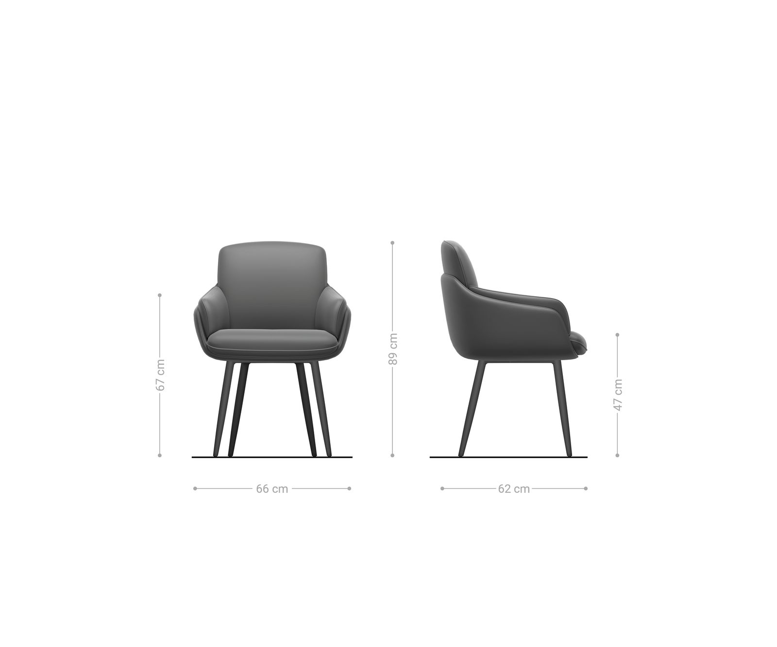 Chaise-de-salle-à-manger Luan-Flex avec accoudoirs tissu mixte couleur boue 4 pieds coniques noir 6