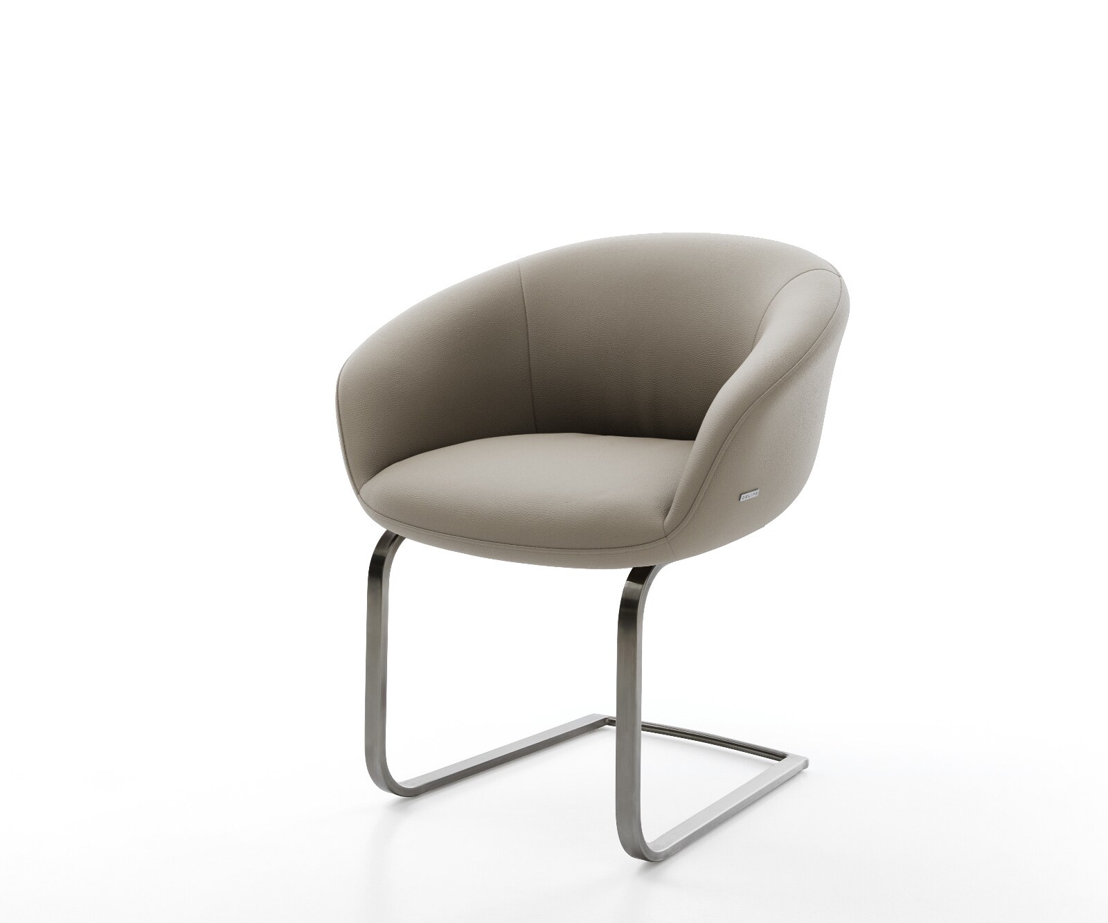 Cantilever Vinka-Flex avec accoudoirs cuir de vache couleur boue pied cantilever plat grafiete ressorts ensachés