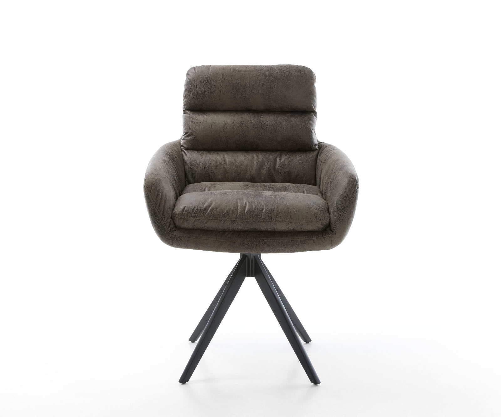 Chaise-de-salle-à-manger Abelia-Flex avec accoudoirs microvelours gris antique pied croisé angulaire noir 1 Chaise-de-salle-à-manger Abelia-Flex avec accoudoirs microvelours gris antique pied croisé angulaire noir 1
