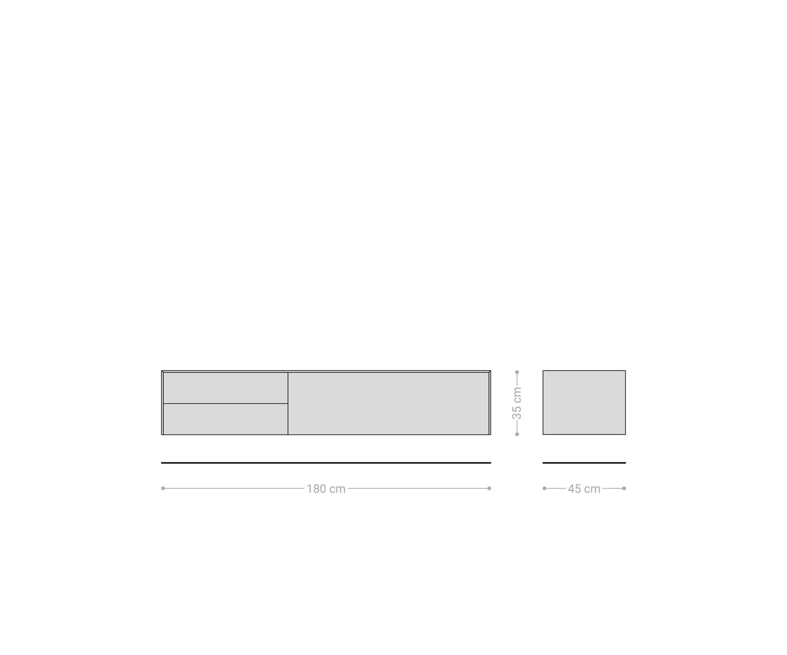 Lowboard Cuor 180 cm Keramik Beton Grau 1 Klappe 2 Schubfächer Schwebend 6