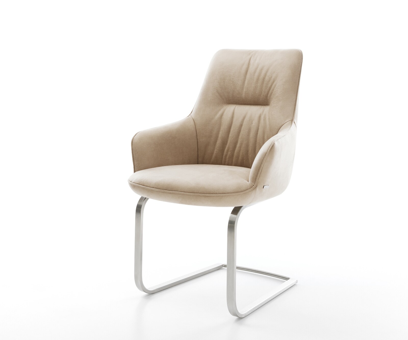 Cantilever Zelia-Flex avec accoudoirs microfibre beige vintage pied cantilever plat acier inoxydable ressorts ensachés 1