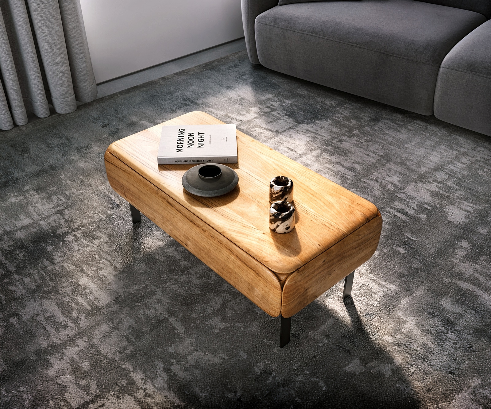 Couchtisch Shavani 100x50 cm Akazie Natur 2 Schubladen L-Fuß Metall Schwarz 4 Couchtisch Shavani 100x50 cm Akazie Natur 2 Schubladen L-Fuß Metall Schwarz 4